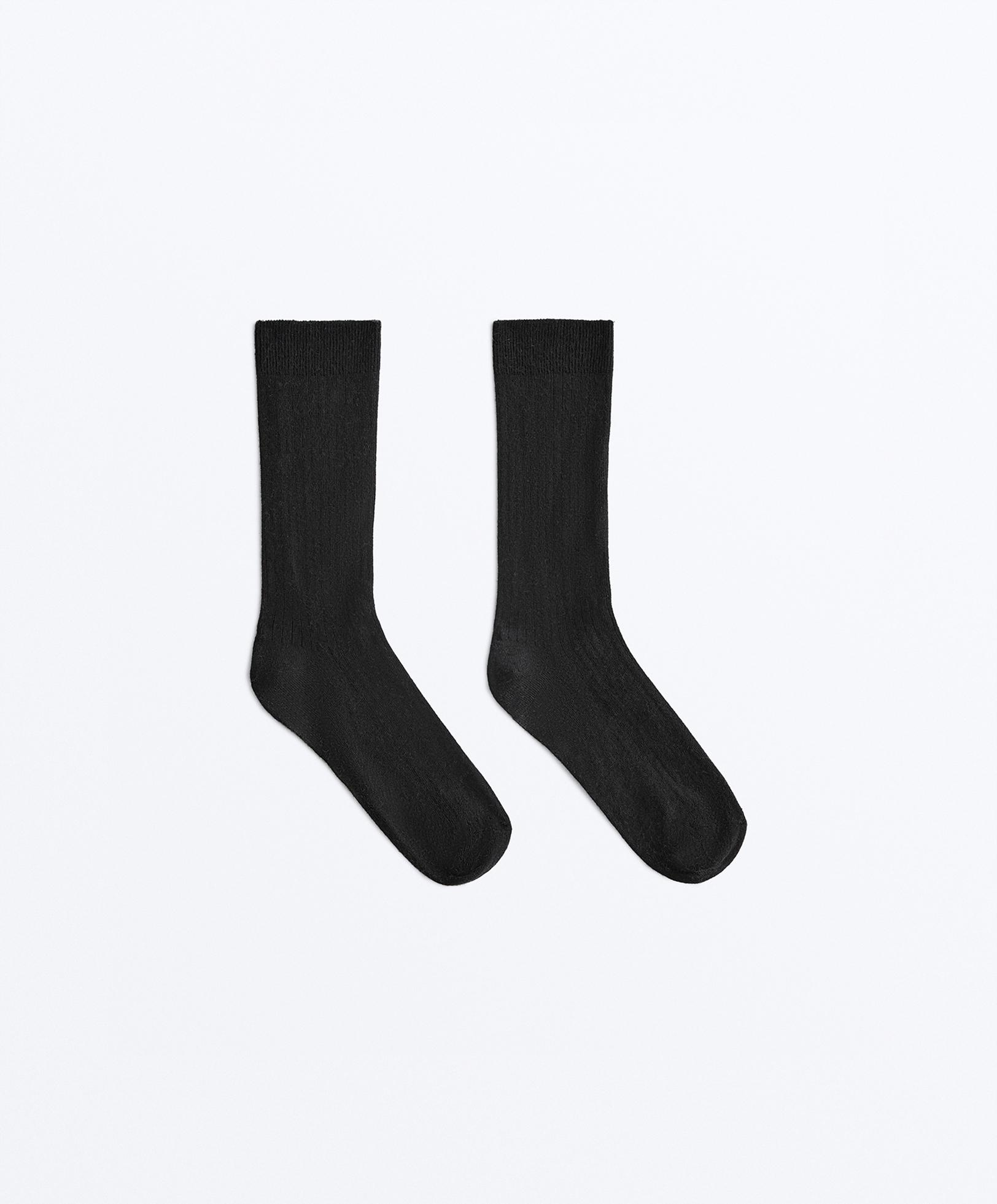 Modal blend classic socks with 13% cashmere — BLACK