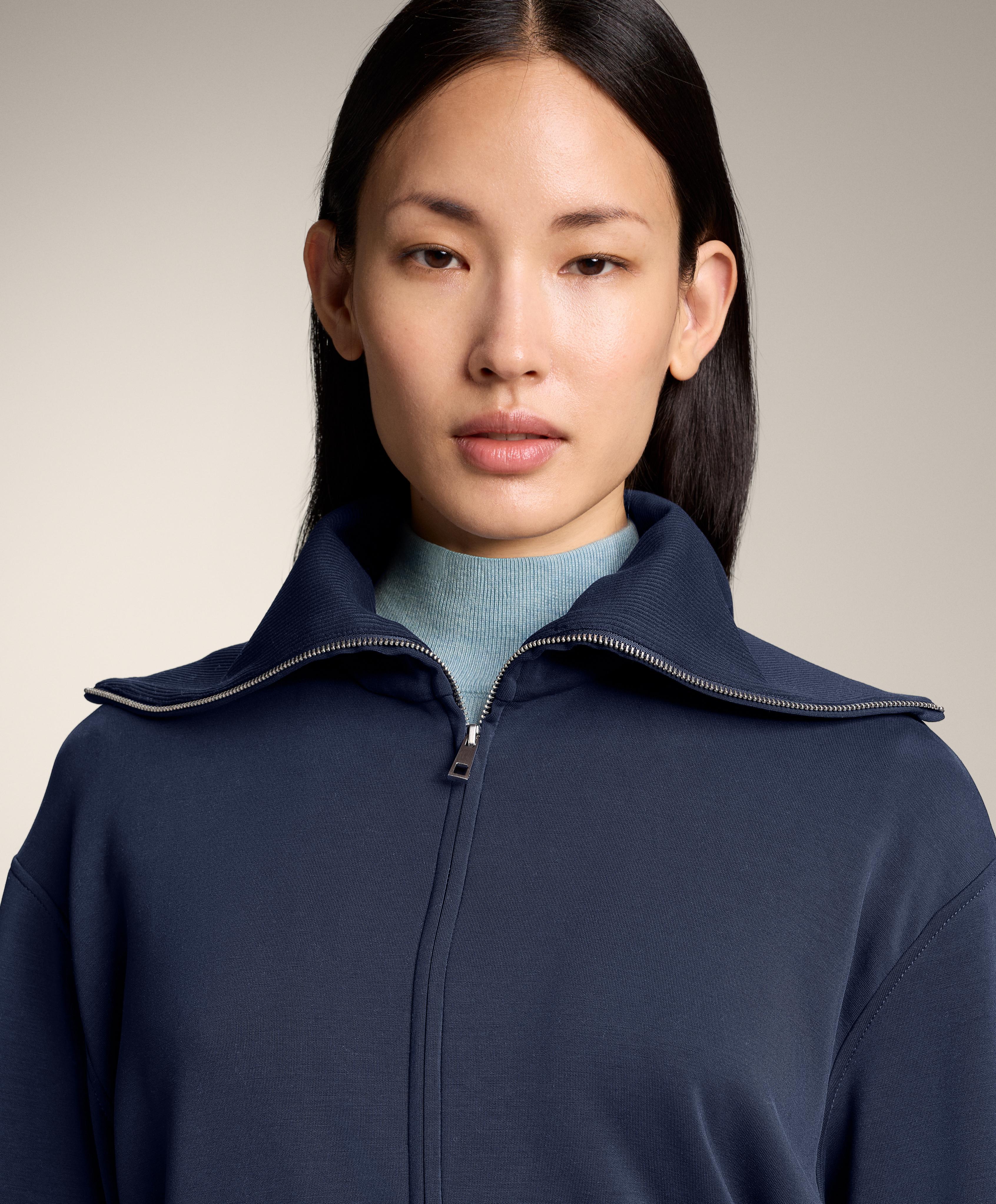 Chaqueta cintura ajustada rib cuello punto con modal