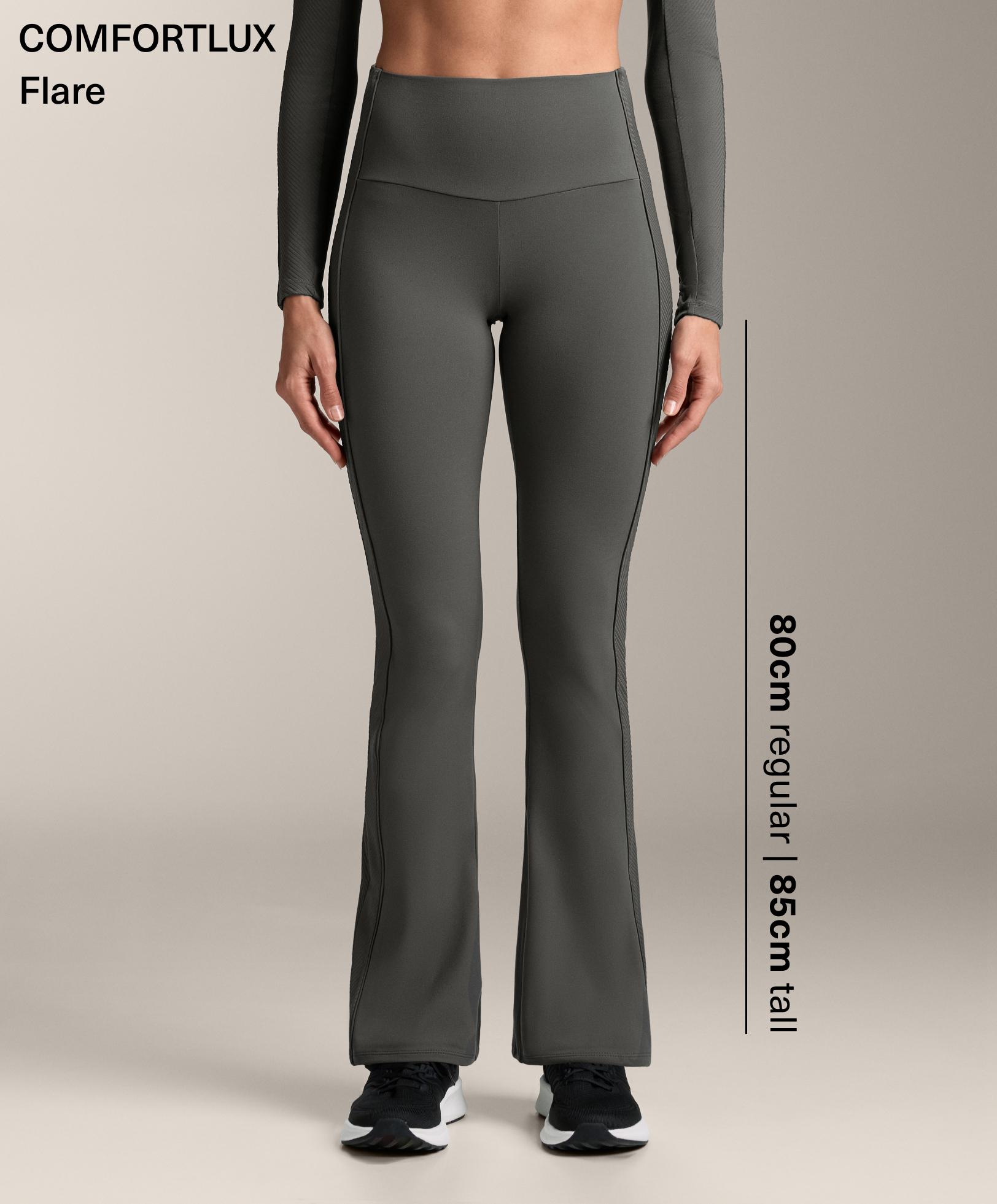 بنطلون فلير Comfortlux بخصر عالٍ وحواف جانبية مضلعة