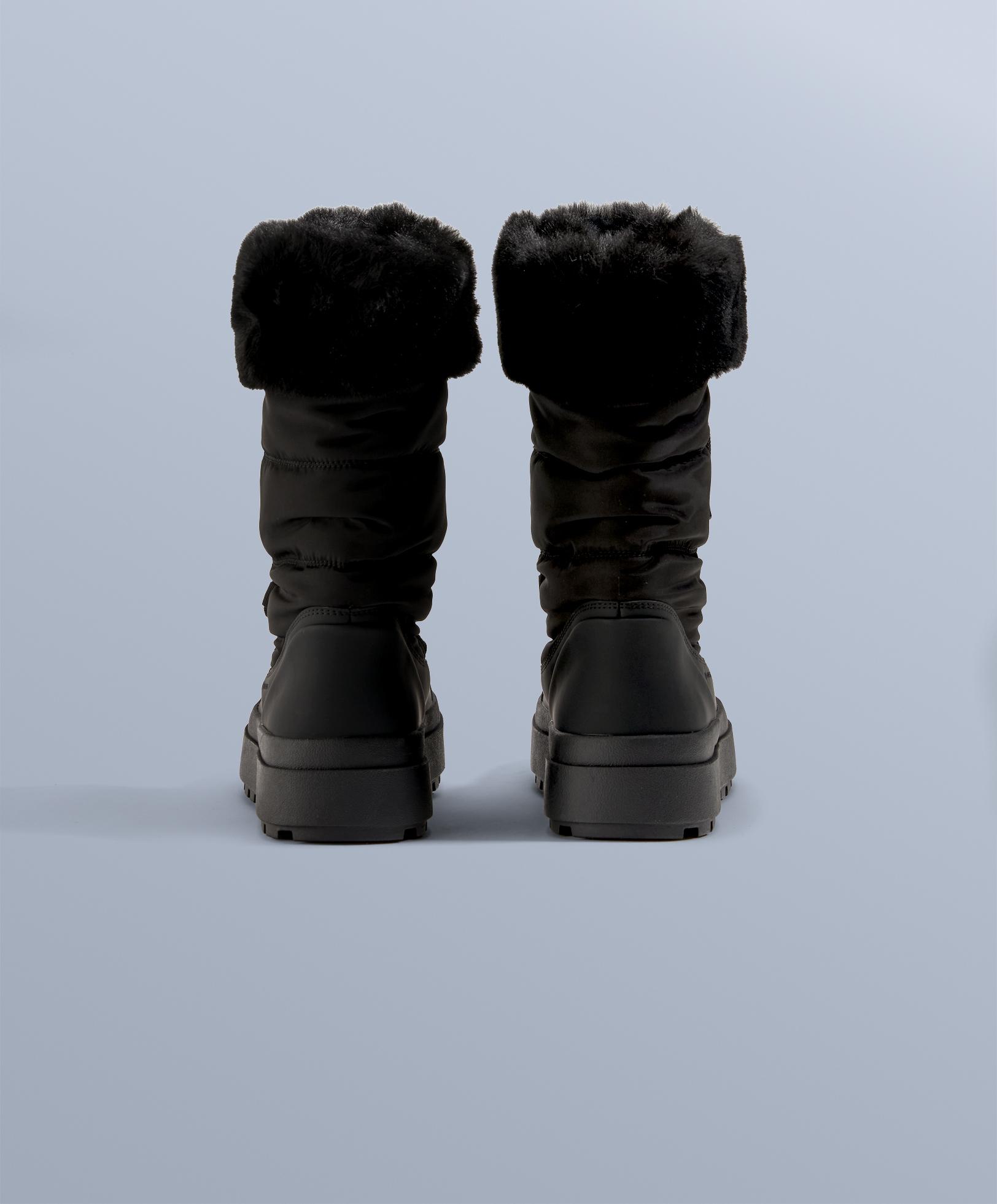 Lace-up après-ski boot with fur collar — BLACK