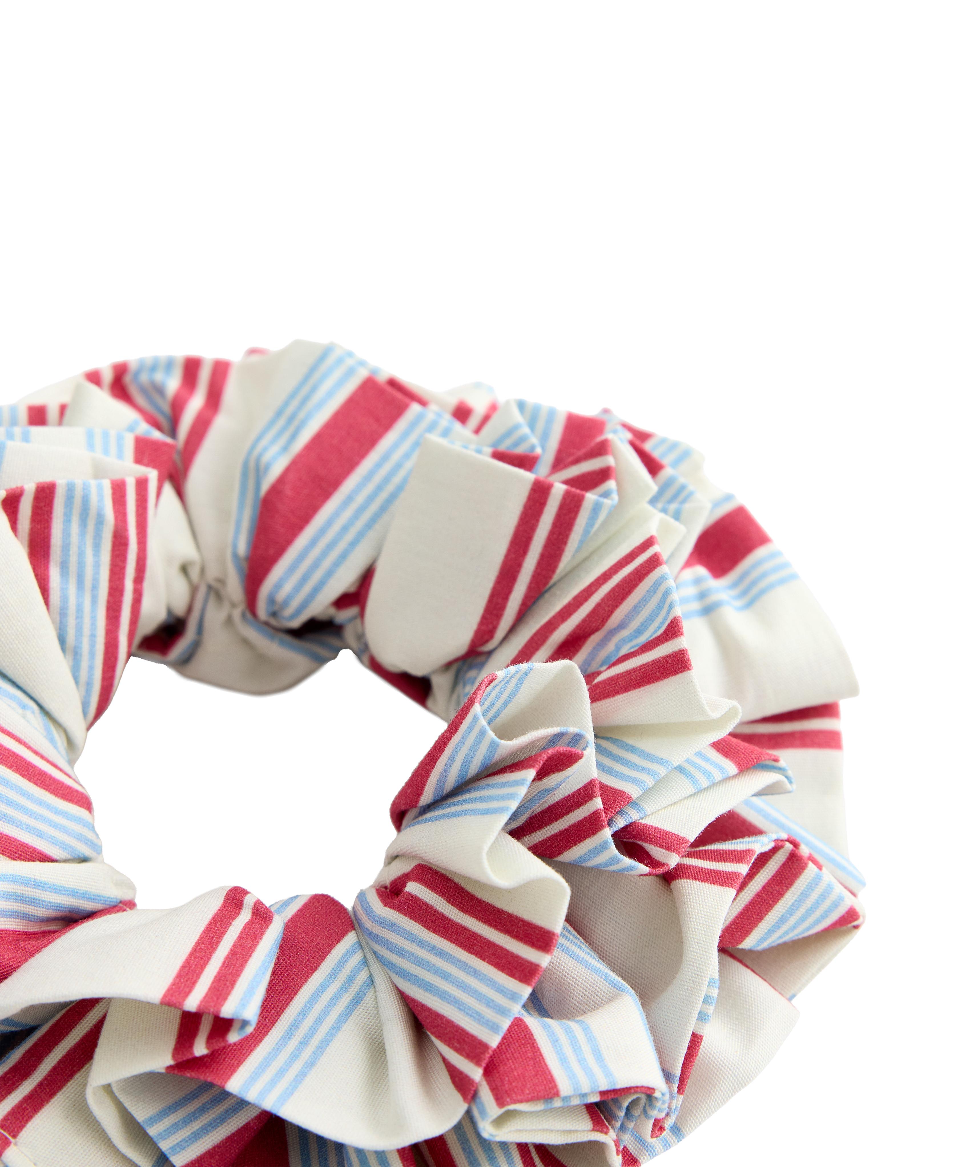 Maxi striped 100% cotton scrunchie — RED