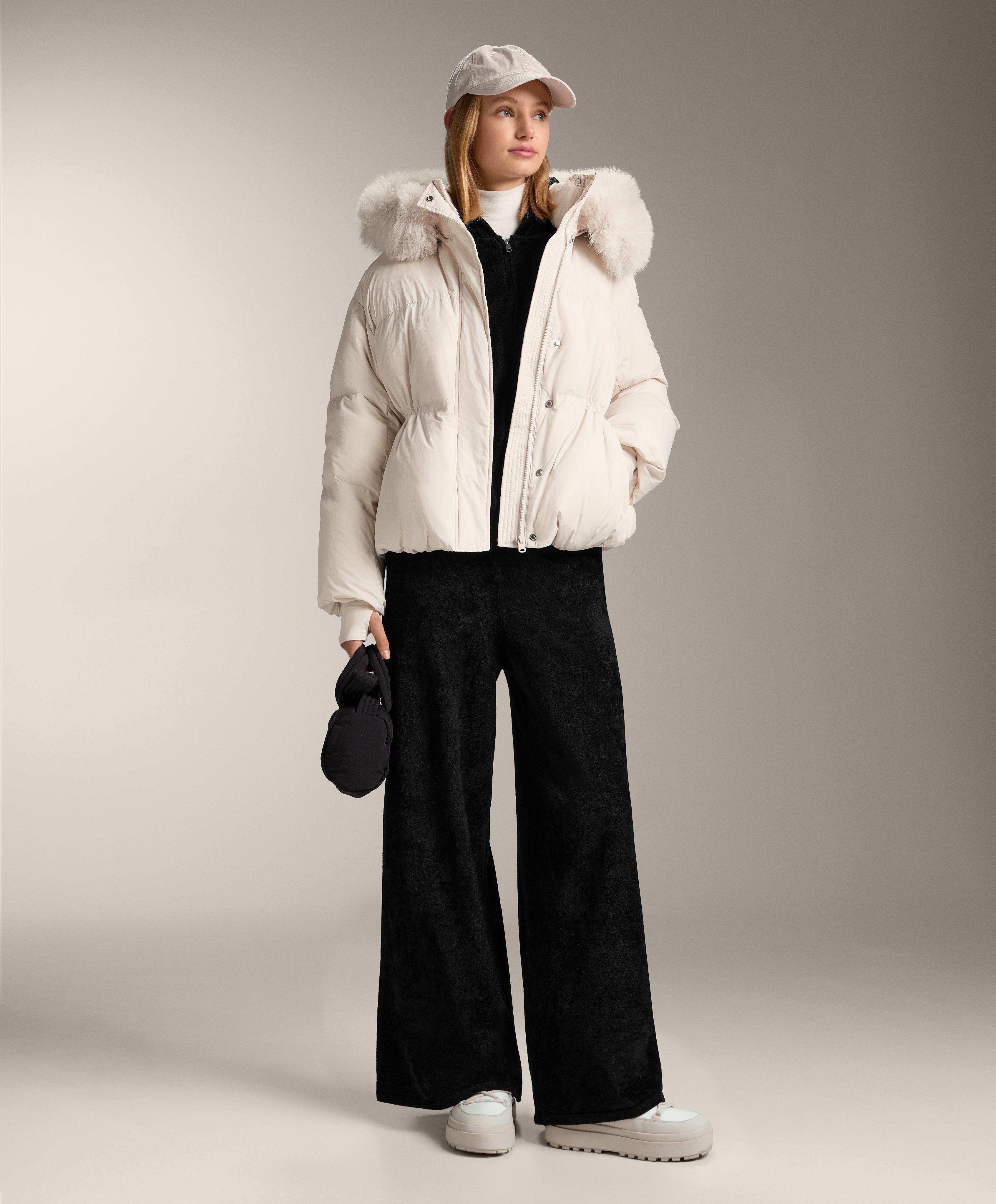 Fine chenille straight-leg trousers