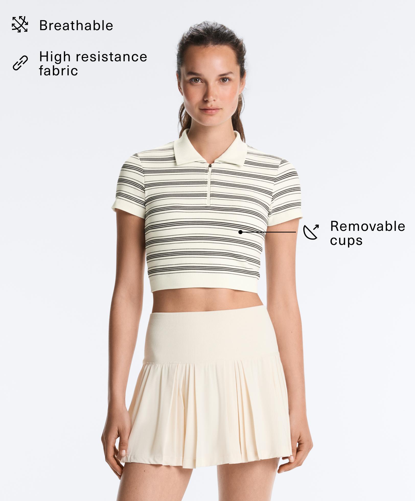 Striped seamless short-sleeved polo shirt