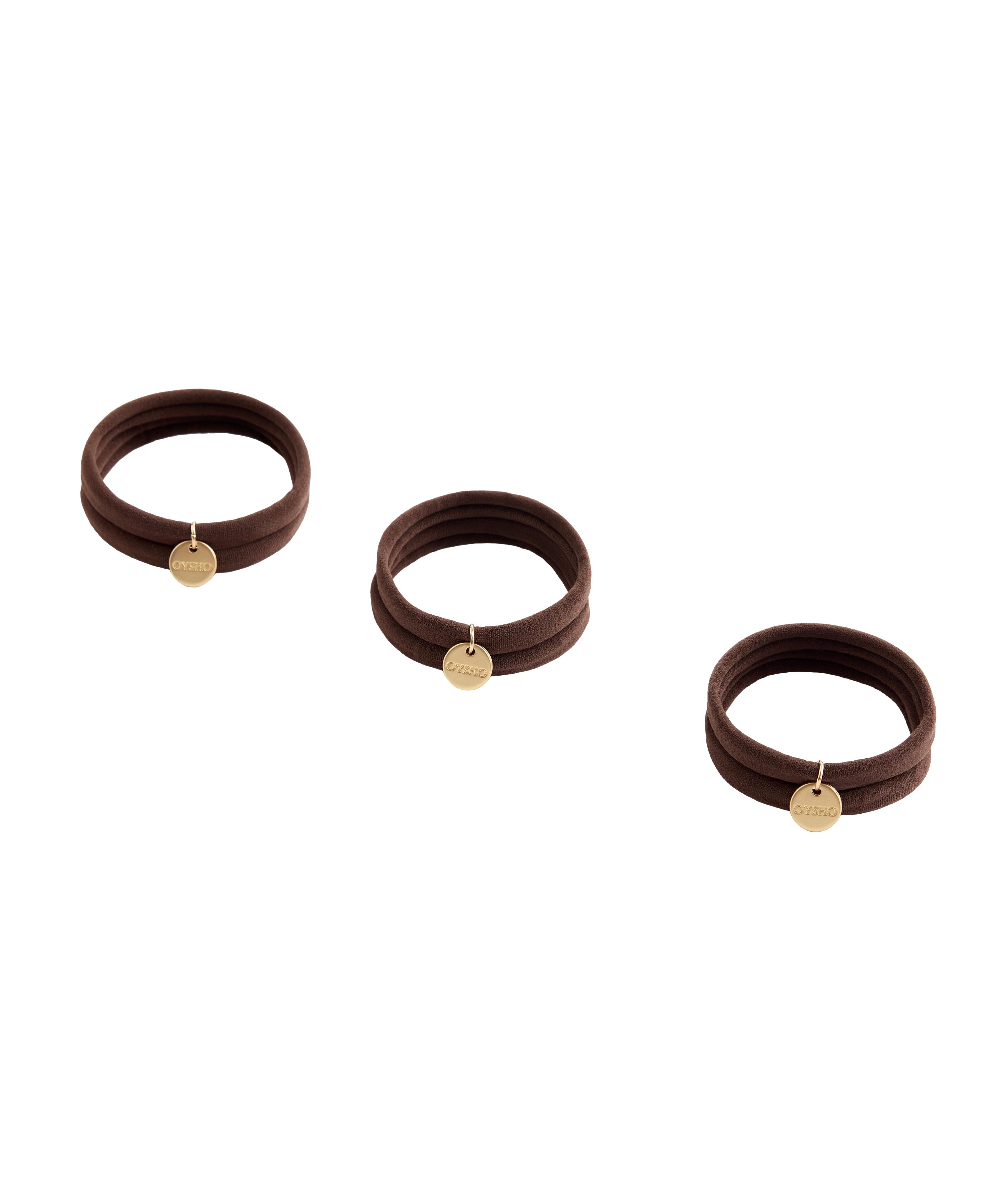 6 Oysho plaque hair ties — CHOCOLATE      