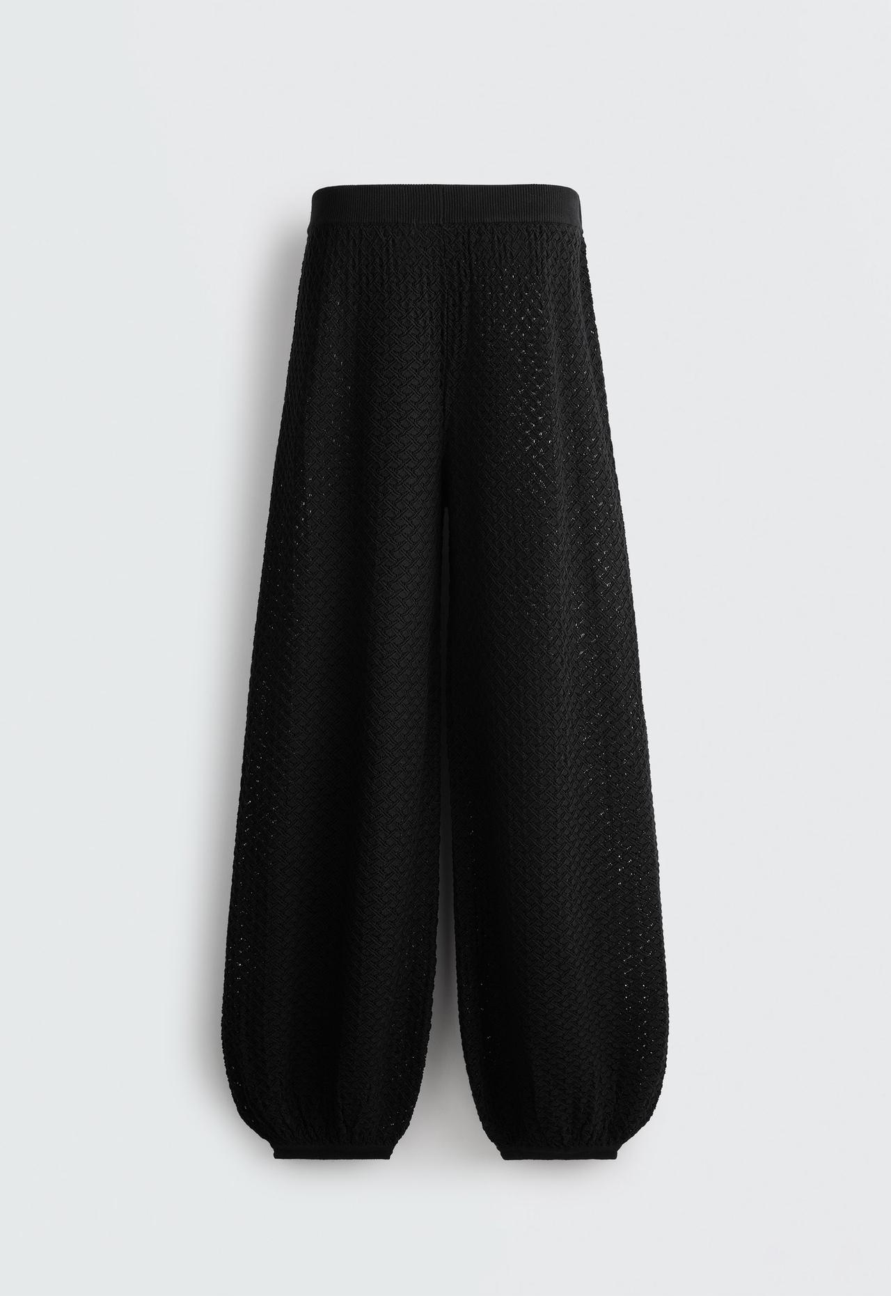 Knit crochet trousers — BLACK