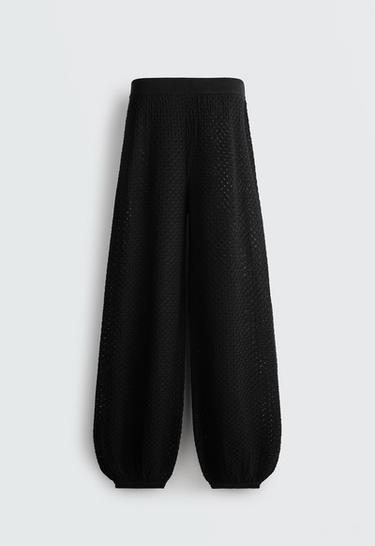 Knit crochet trousers — BLACK 7