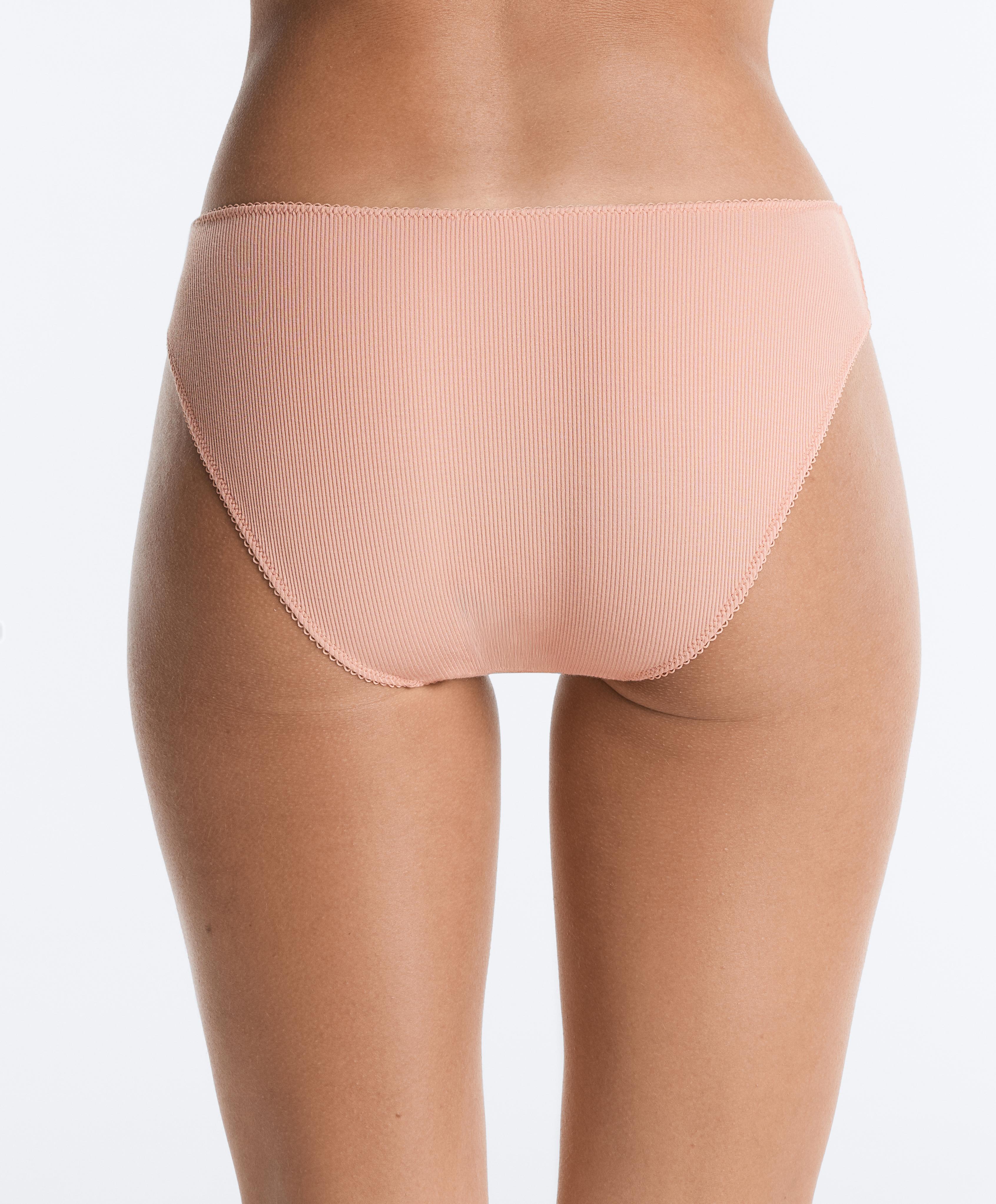 5 classic U-cut rib cotton briefs — PEACH