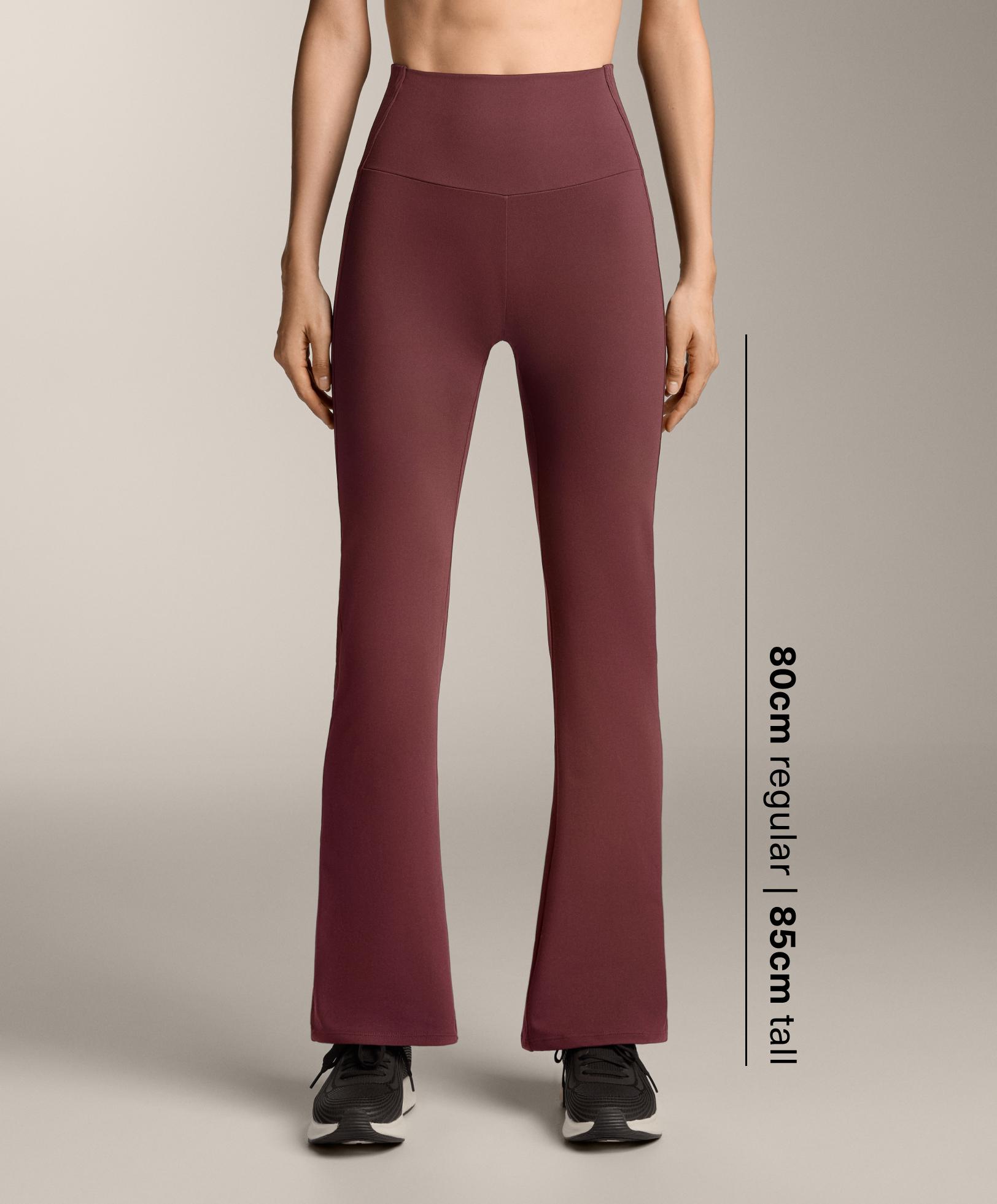High-rise Comfortlux rib flare trousers — MAROON