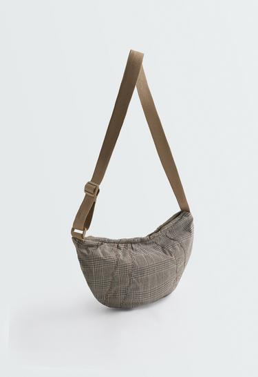 Quilted check crossbody bag — CAMEL 1