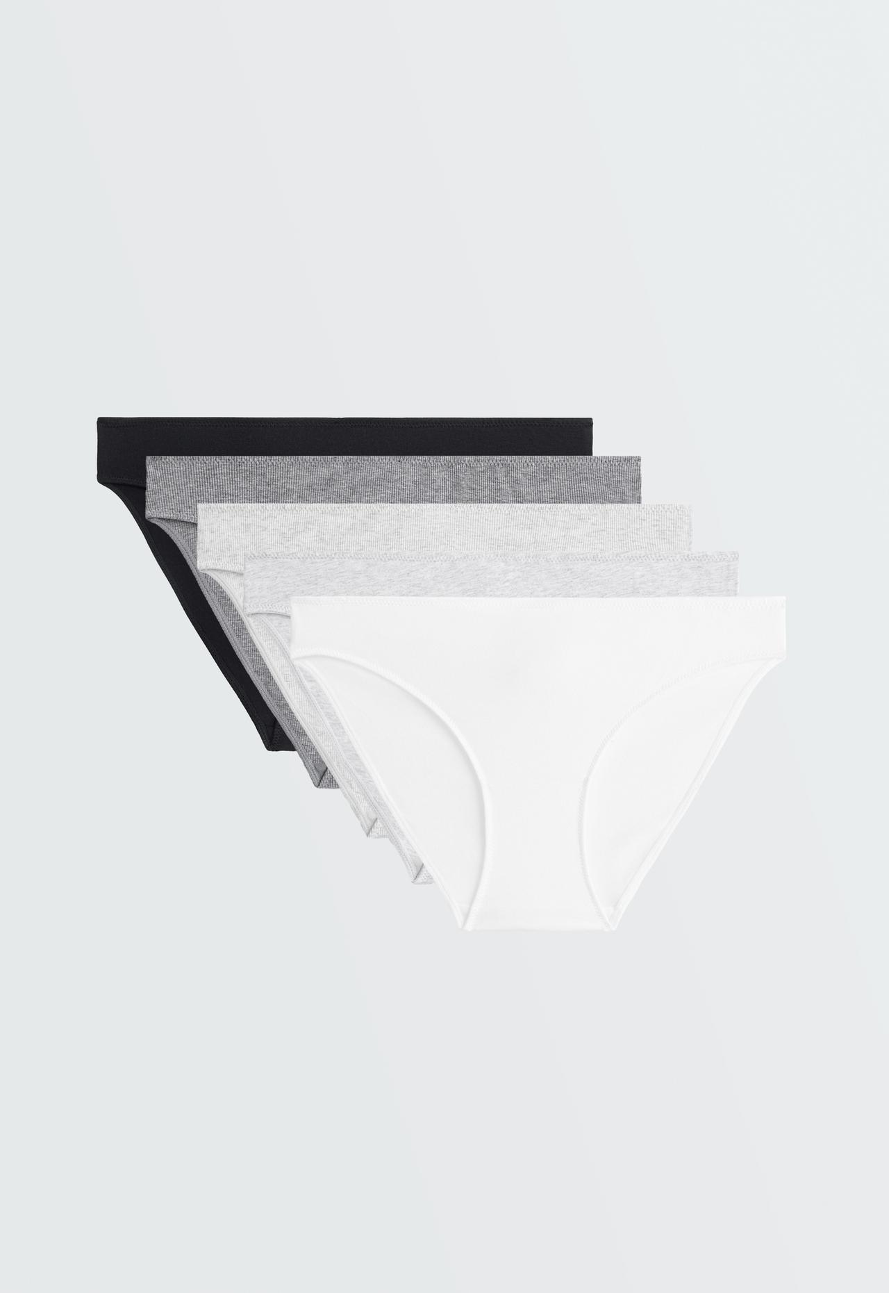 5 cotton blend rib classic briefs — GREY MELANGE