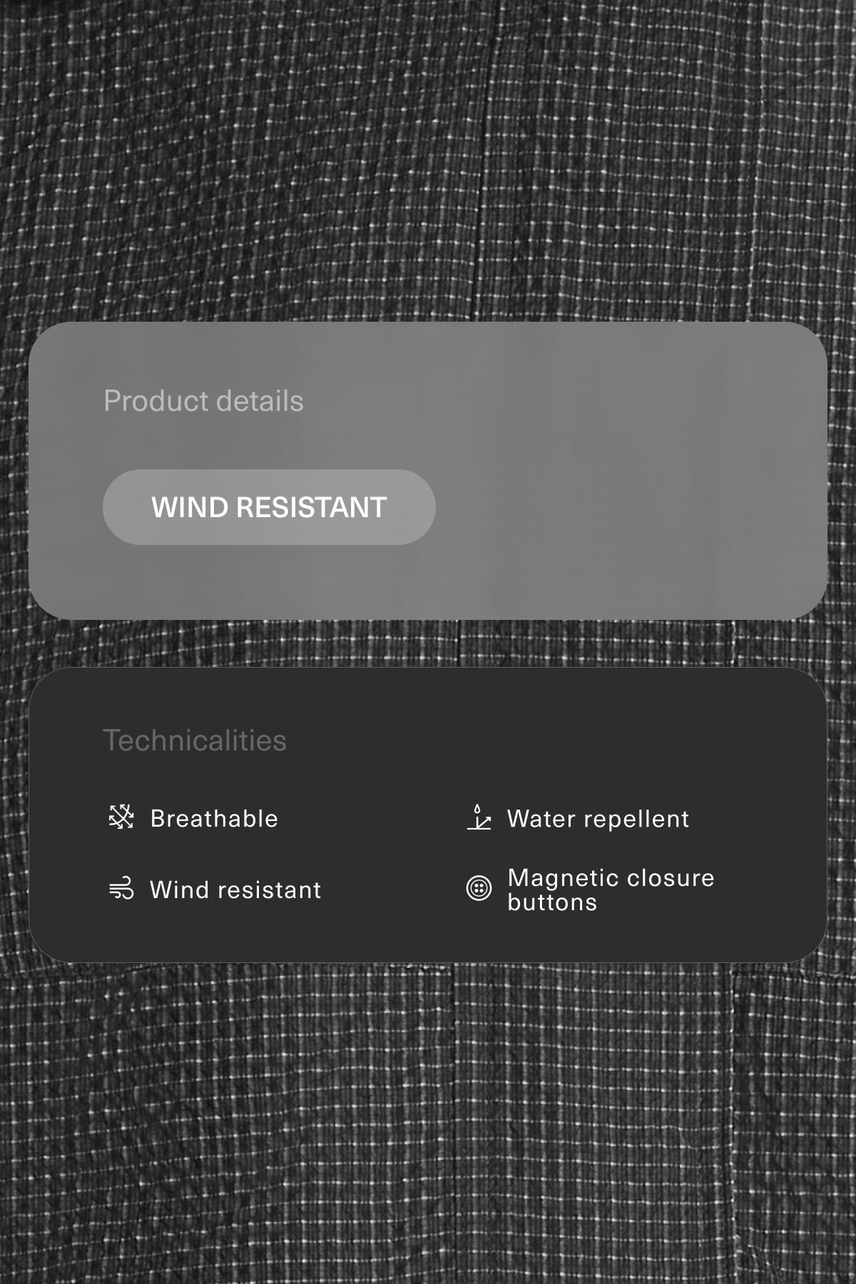 Water-repellent checked nylon track jacket — BLACK