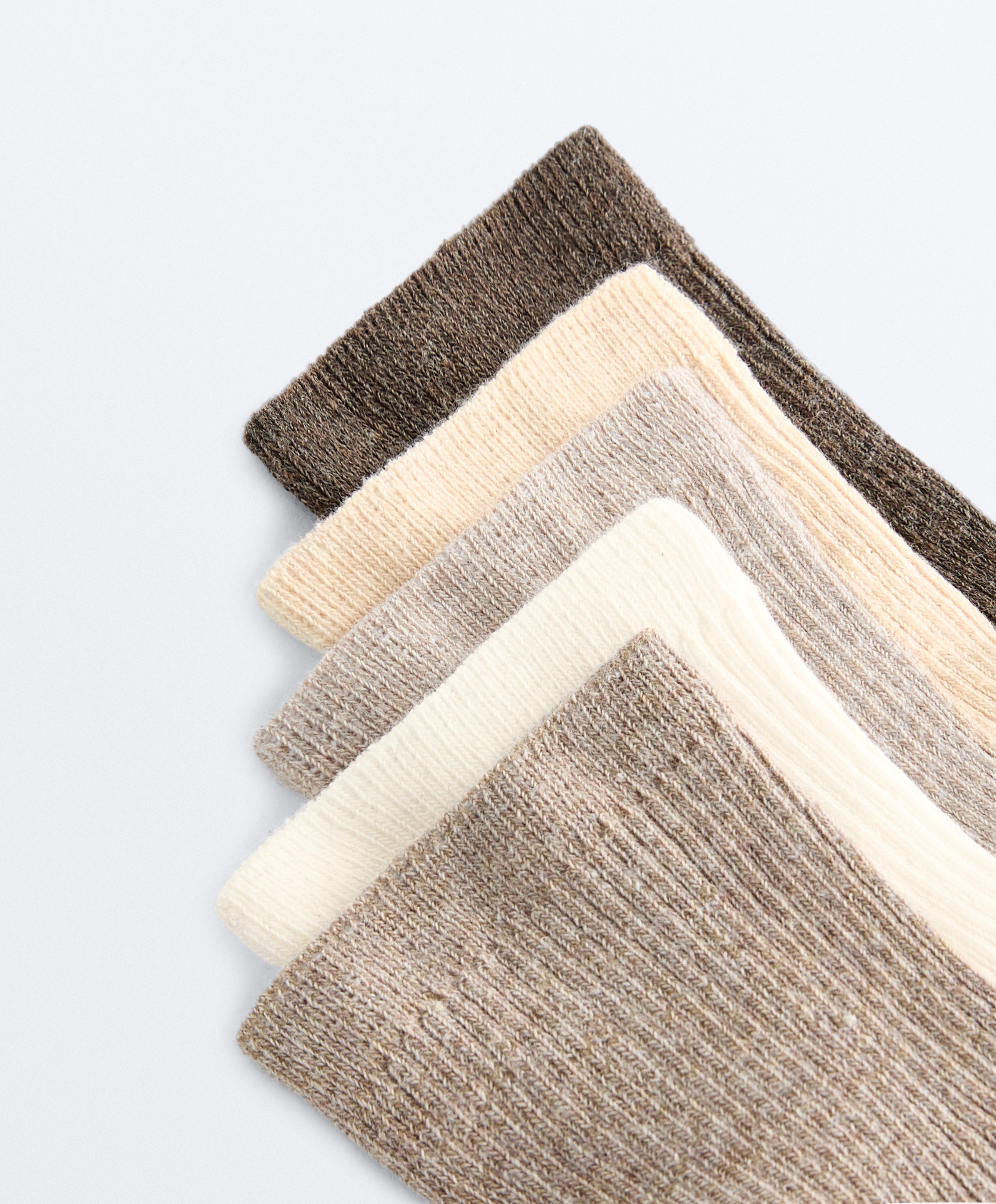 5 pairs of quarter cotton socks — SAND MELANGE