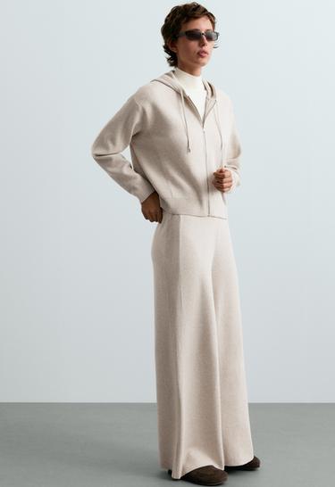 Waffle knit straight-leg trousers — PALE ASPHALT 4