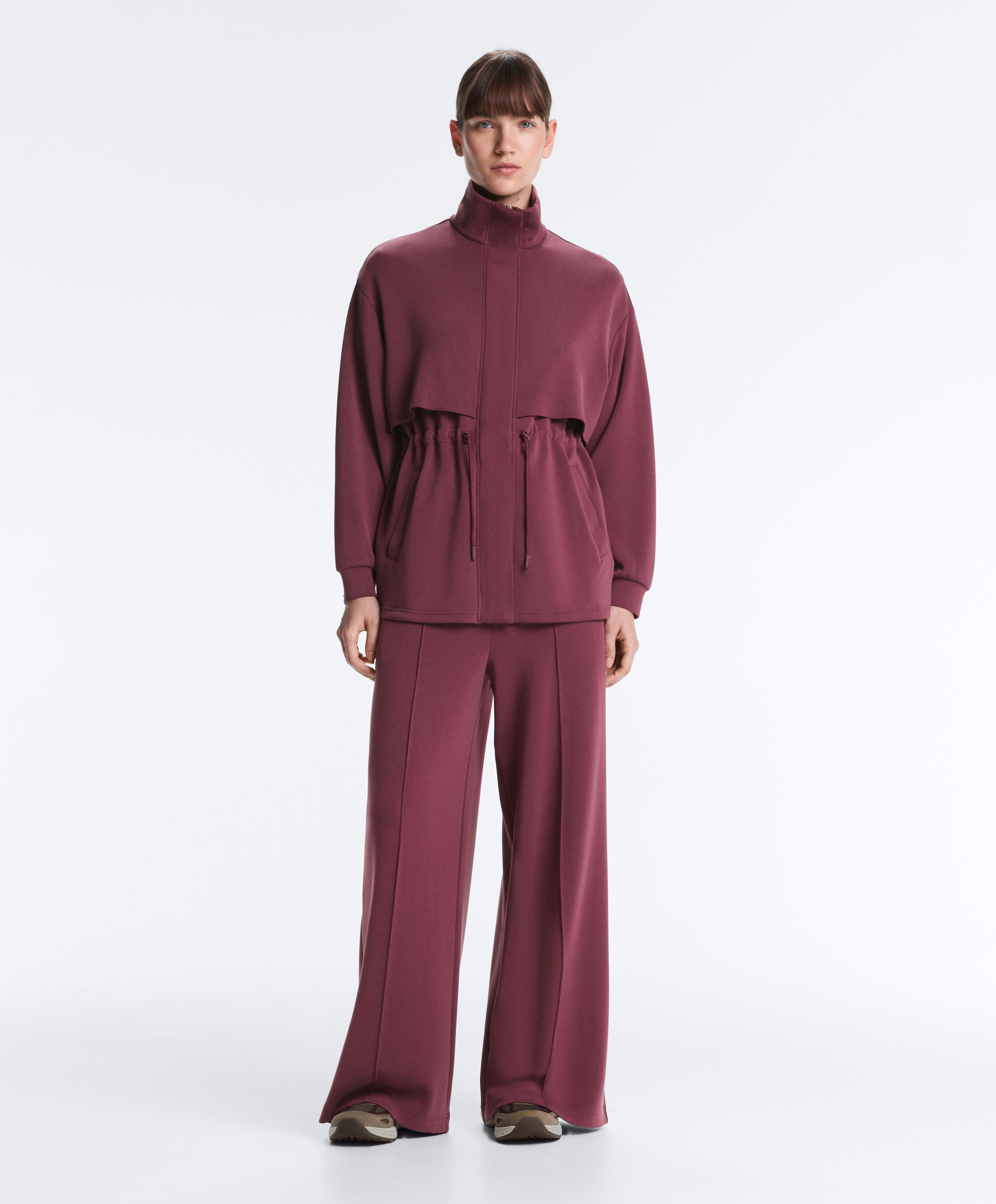 Straight-leg trousers with modal and crease — CHERRY