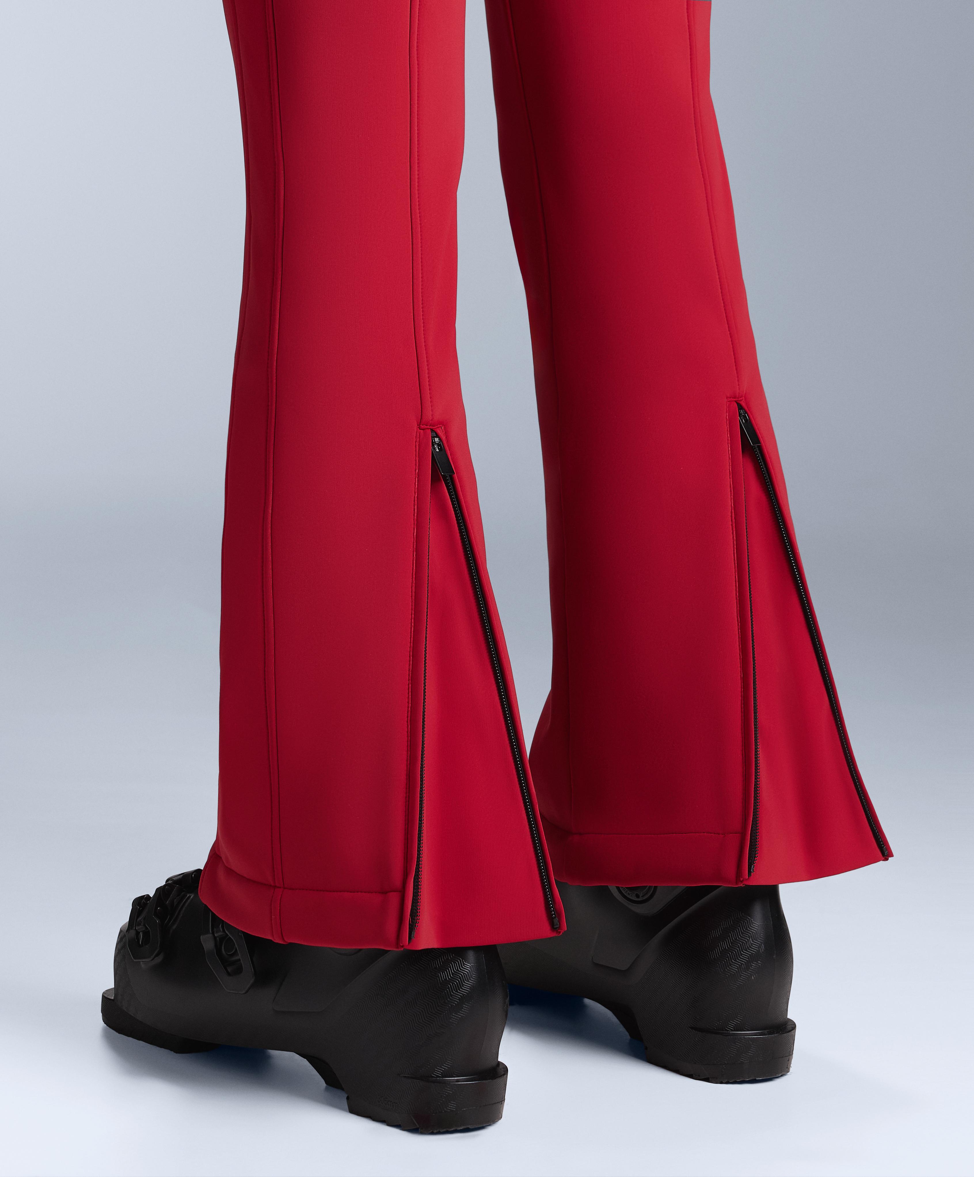 Water-resistant SKI flare dungarees — RED