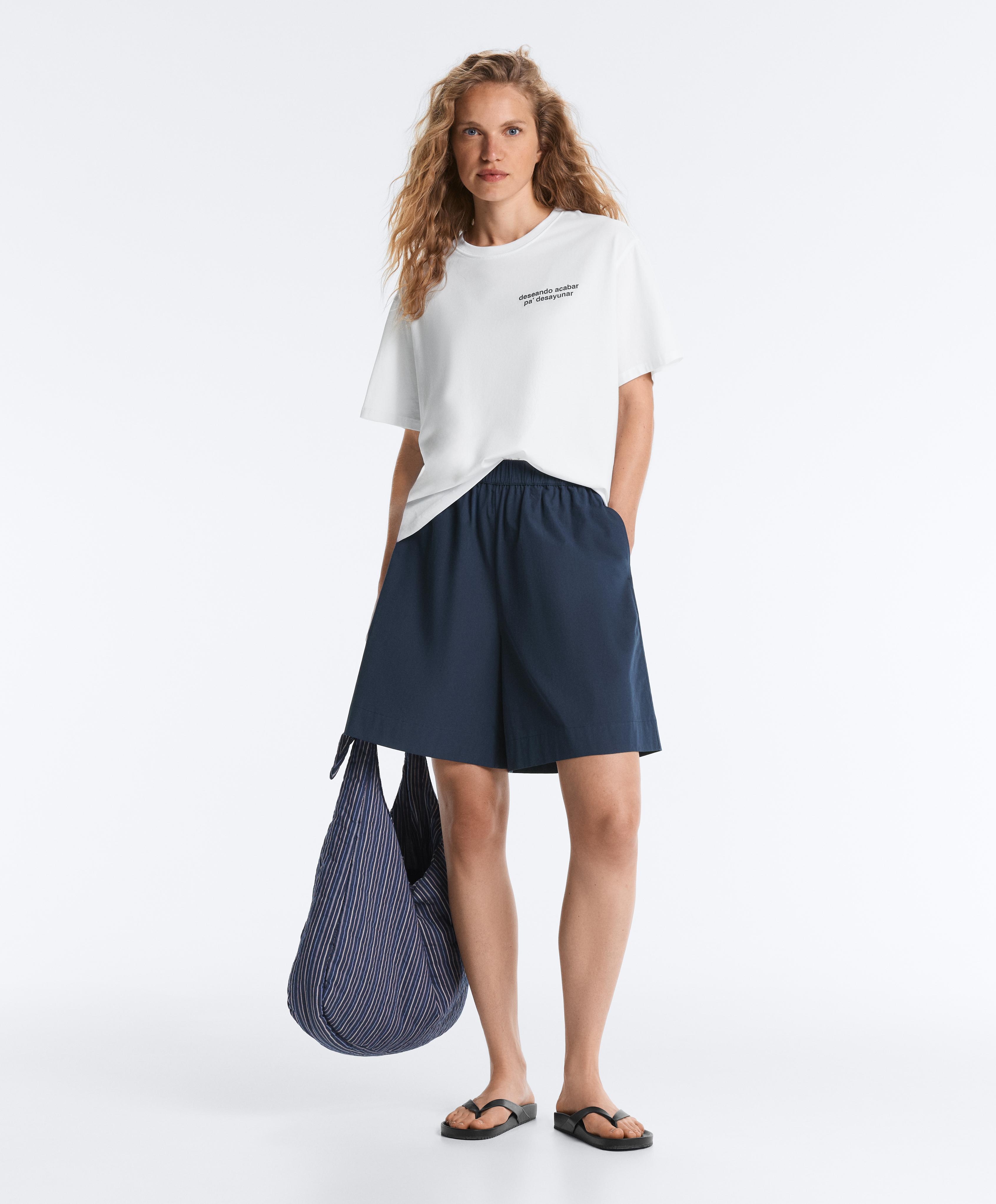 100% cotton Bermuda shorts — NAVY BLUE