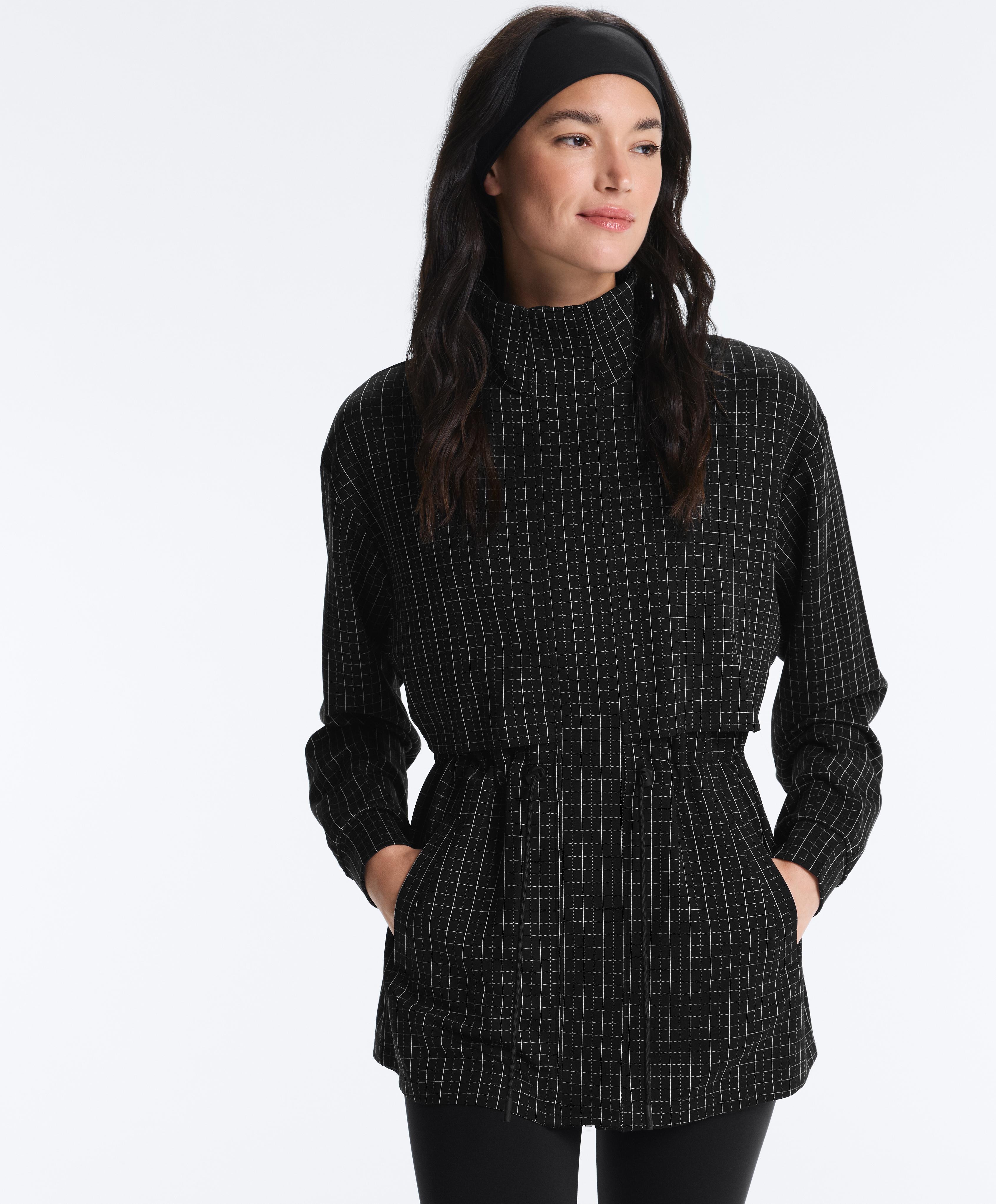Long checked jacket — BLACK