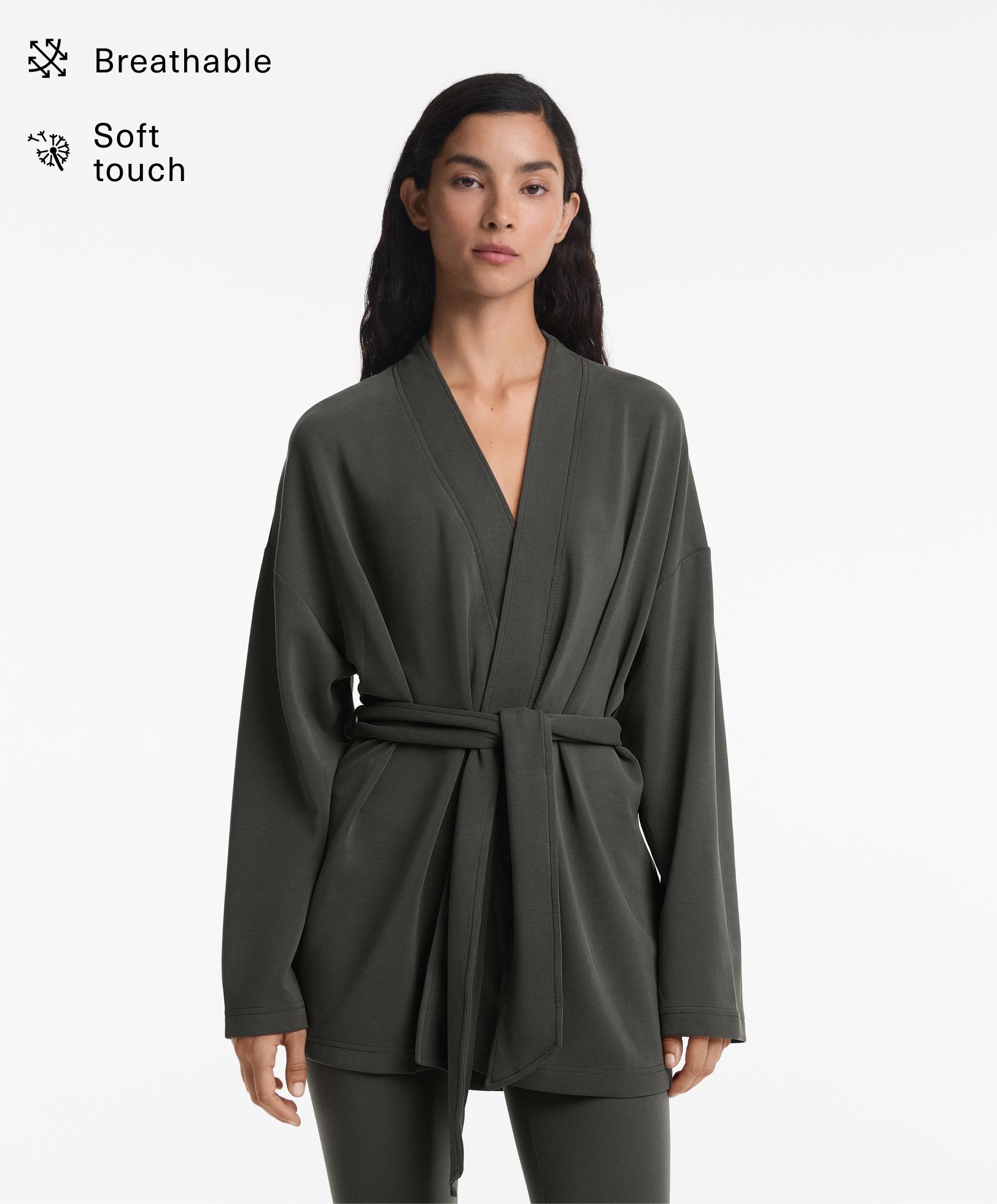 Modal içeren Soft Touch kimono uzun ceket