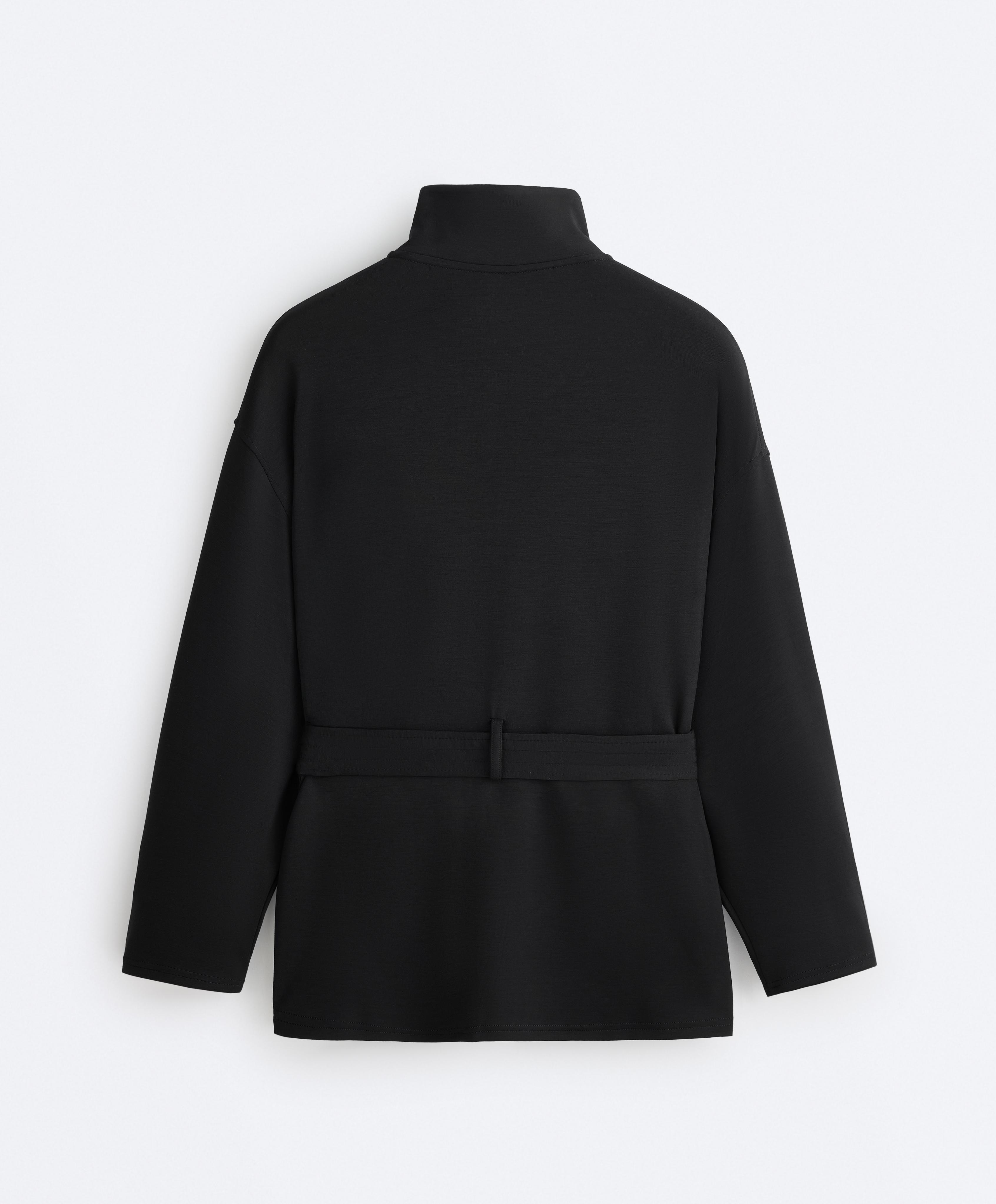 Long soft-touch jacket with modal and belt | OYSHO Finland | Sale