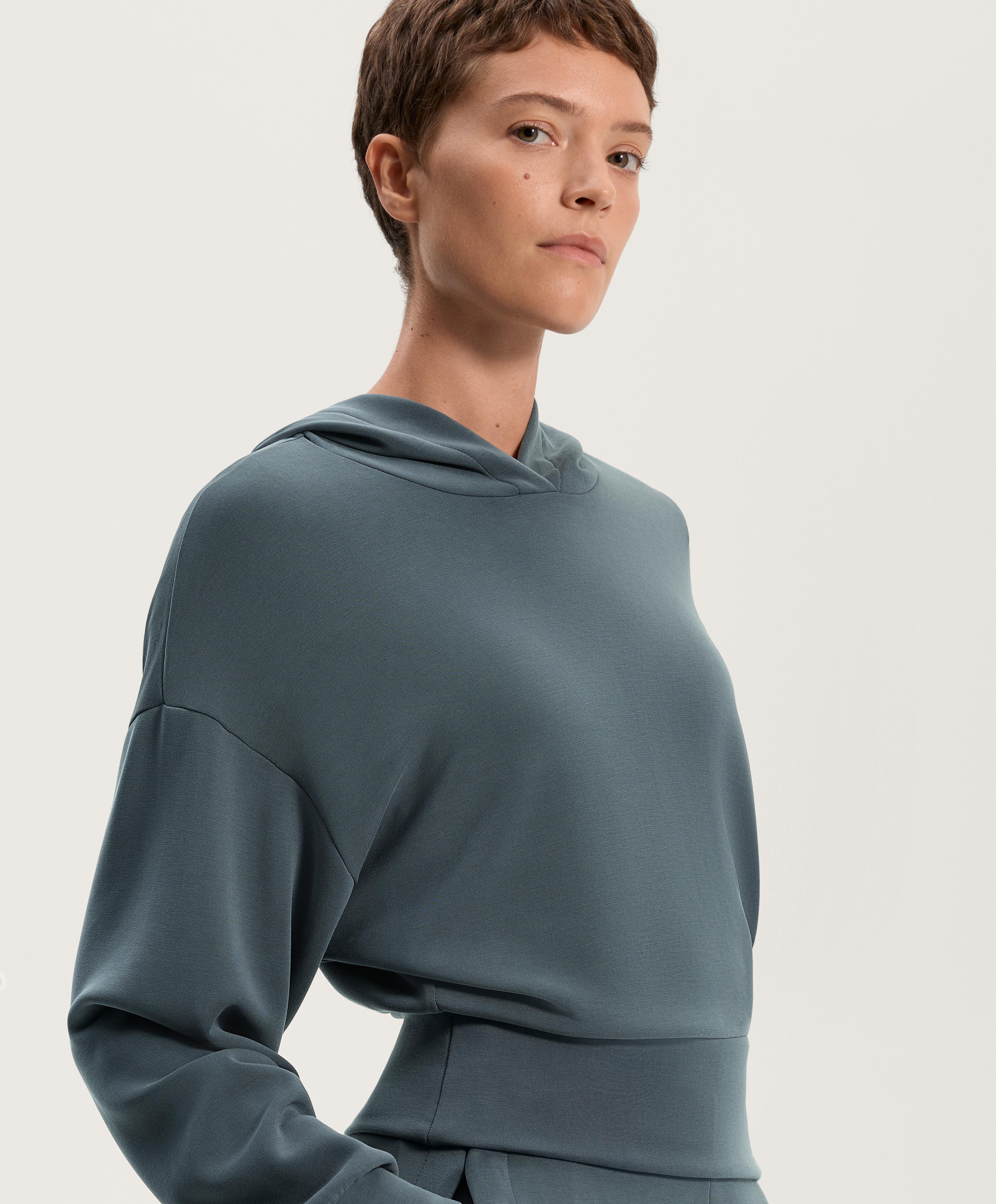 Soft-touch modal crop hoodie with adjustable waist Soft-touch modal crop hoodie with adjustable waist