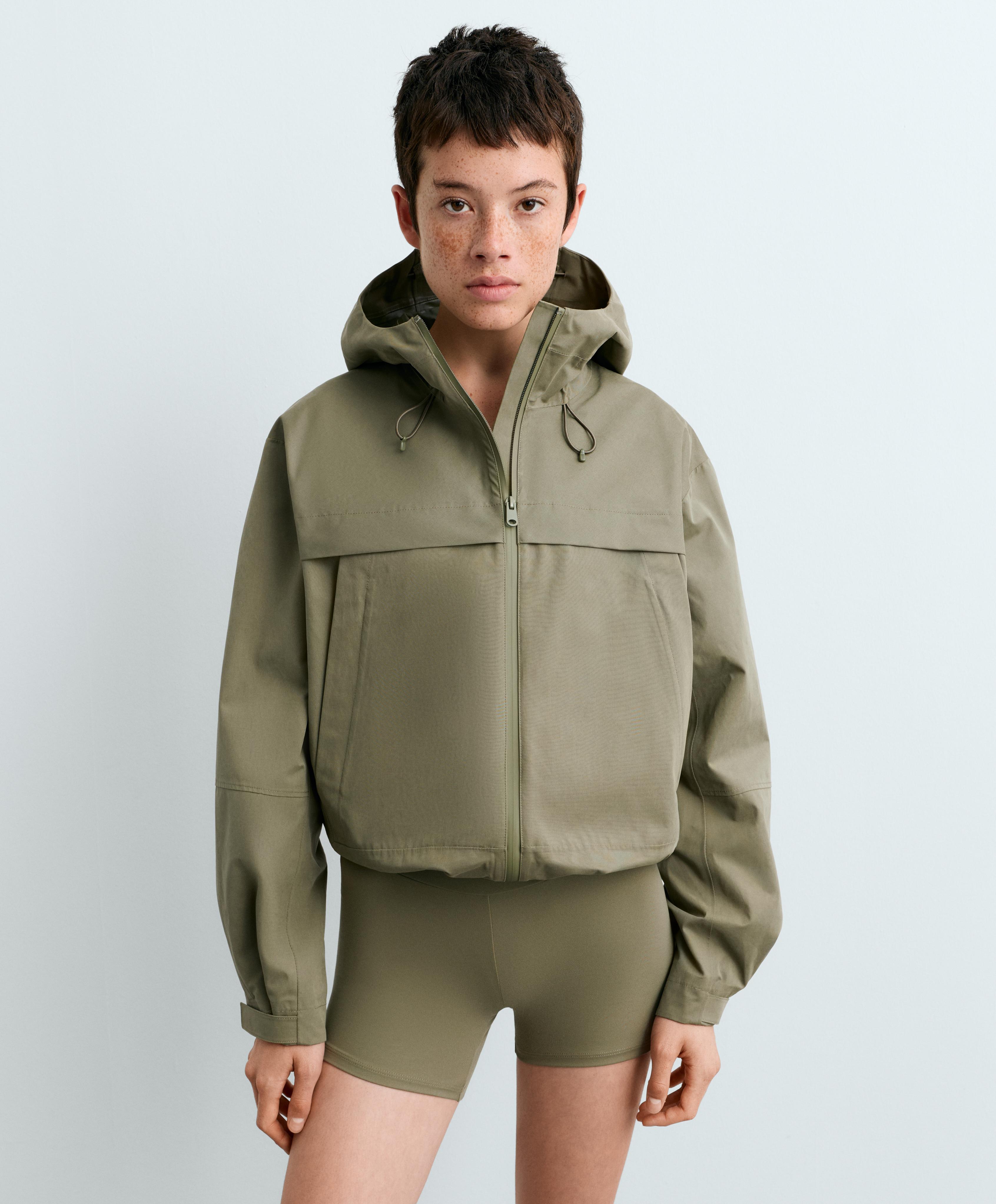 Short 10k waterproof canvas technical jacket — DARK KHAKI