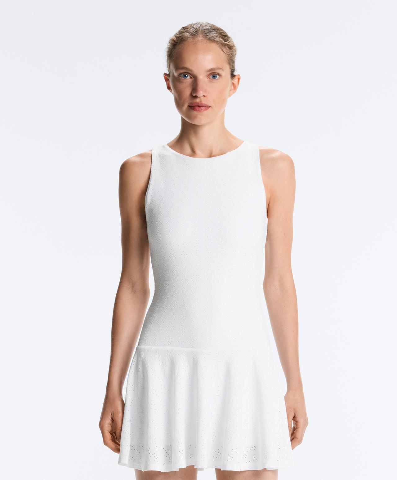 Embroidered Comfortlux short dress — WHITE