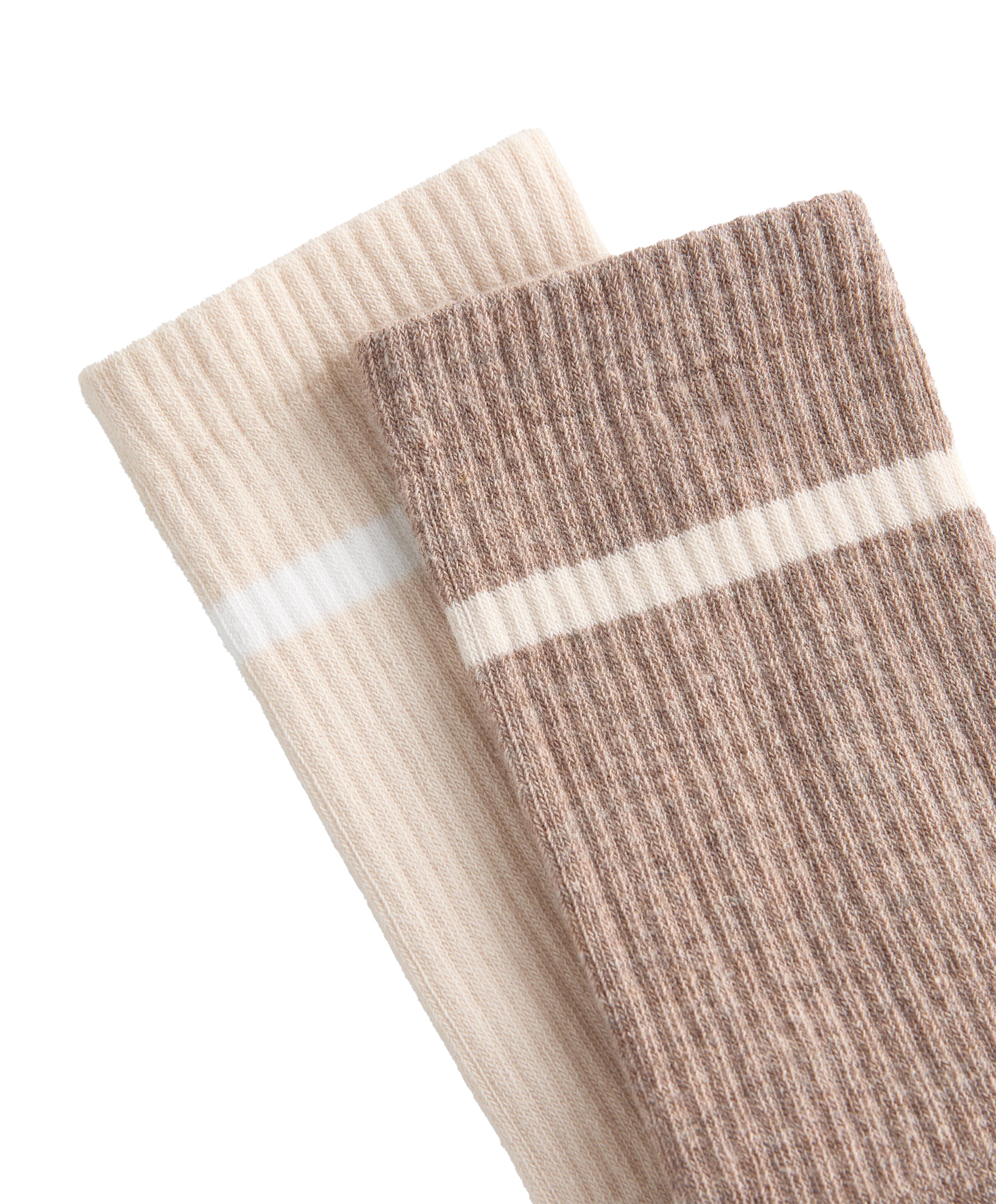 2 pairs of classic yoga and Pilates cotton blend socks — TAN MELANGE