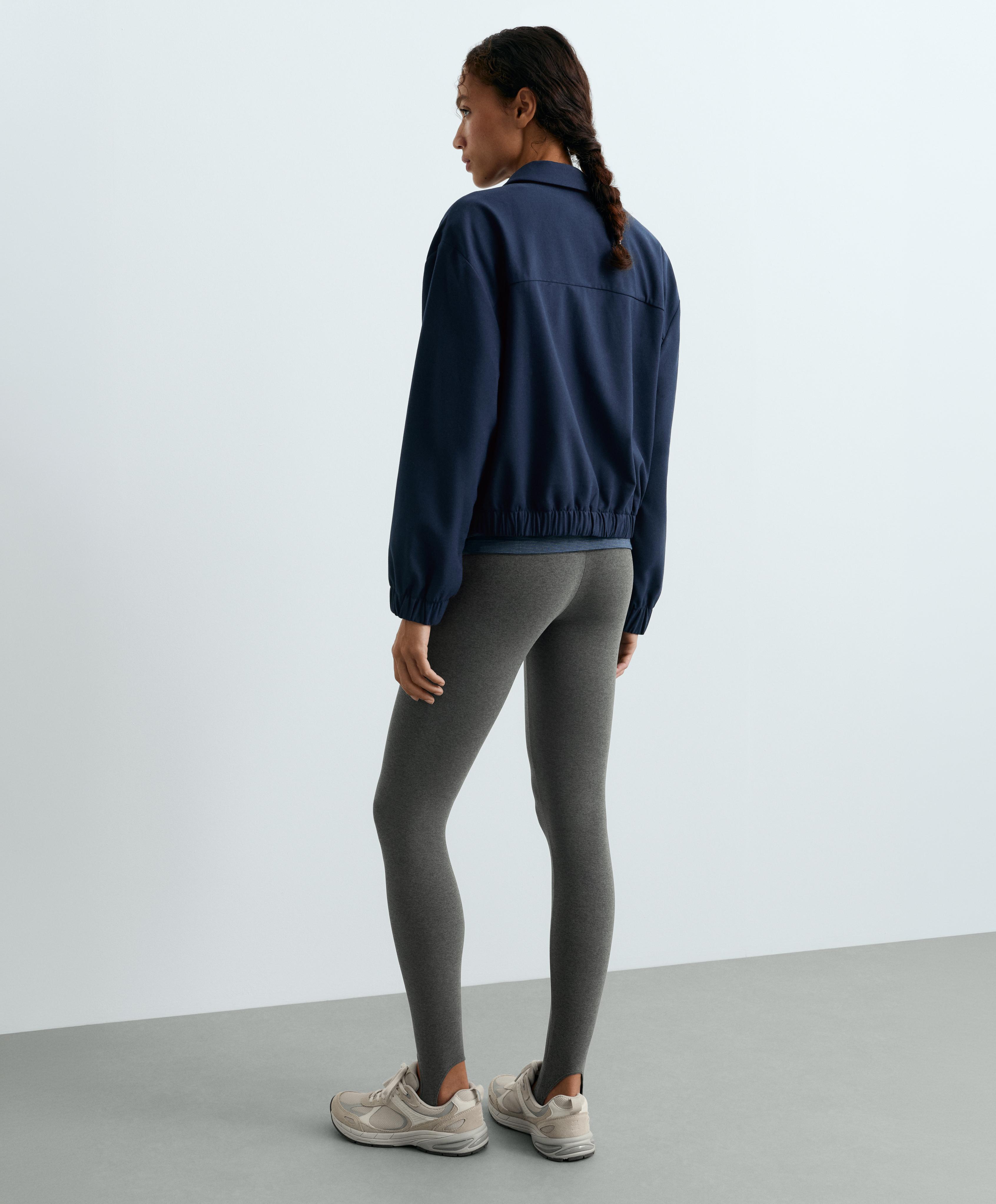 Cropped lapel collar jacket with wool — NAVY BLUE