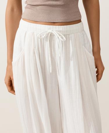 100% cotton gauze balloon trousers — WHITE  3