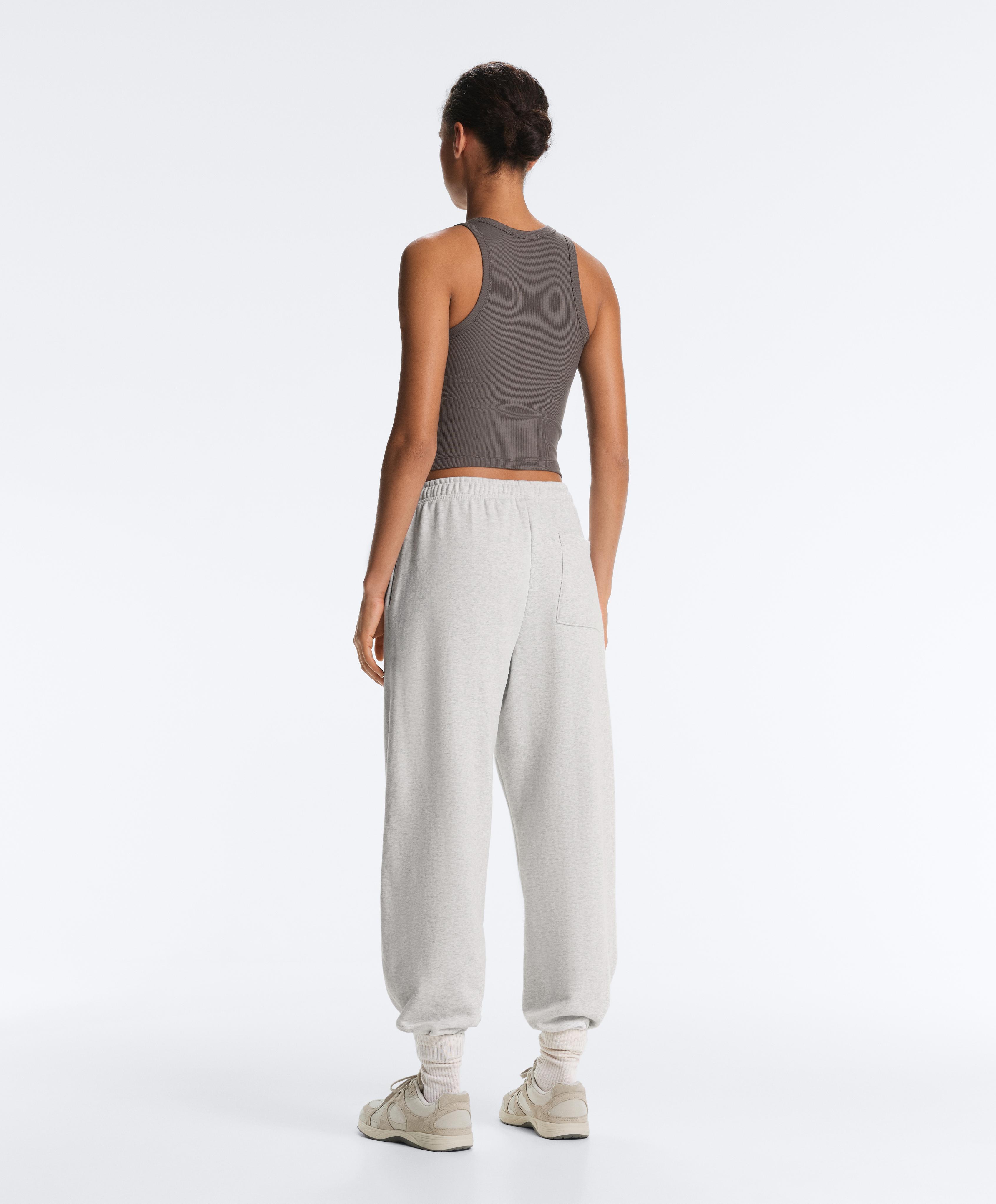 Rib modal blend long tank top — CHARCOAL