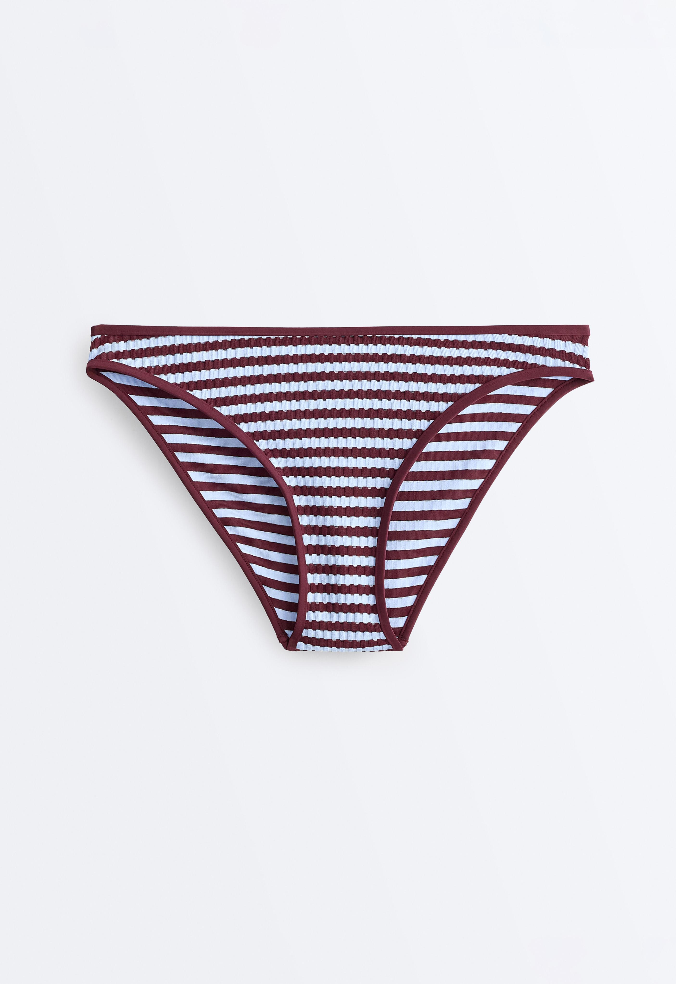 Textured stripe classic bikini briefs — CHERRY