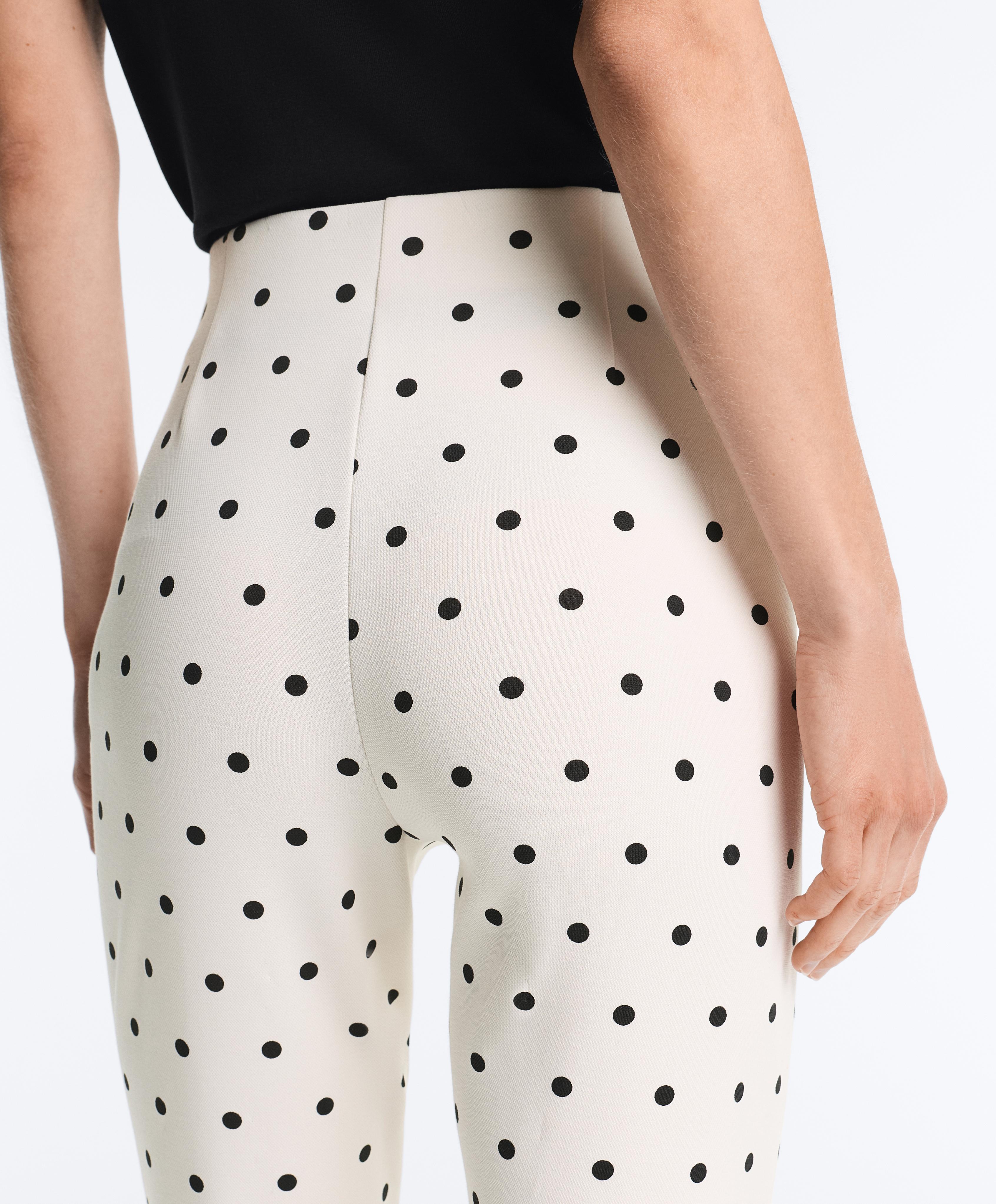 Polka dot piqué capri trousers with cotton — PALE ECRU