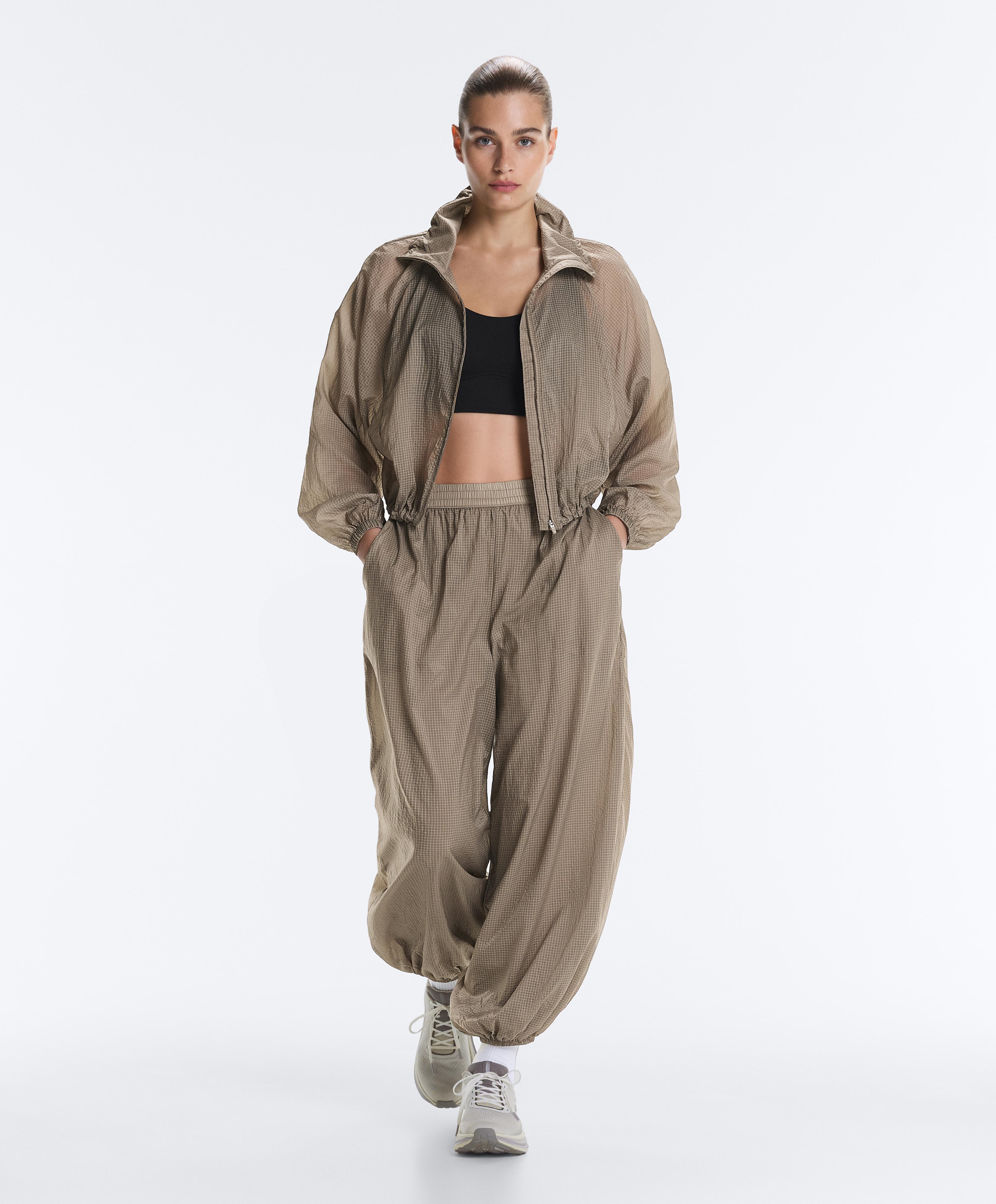 Check track jacket — MINK GREY