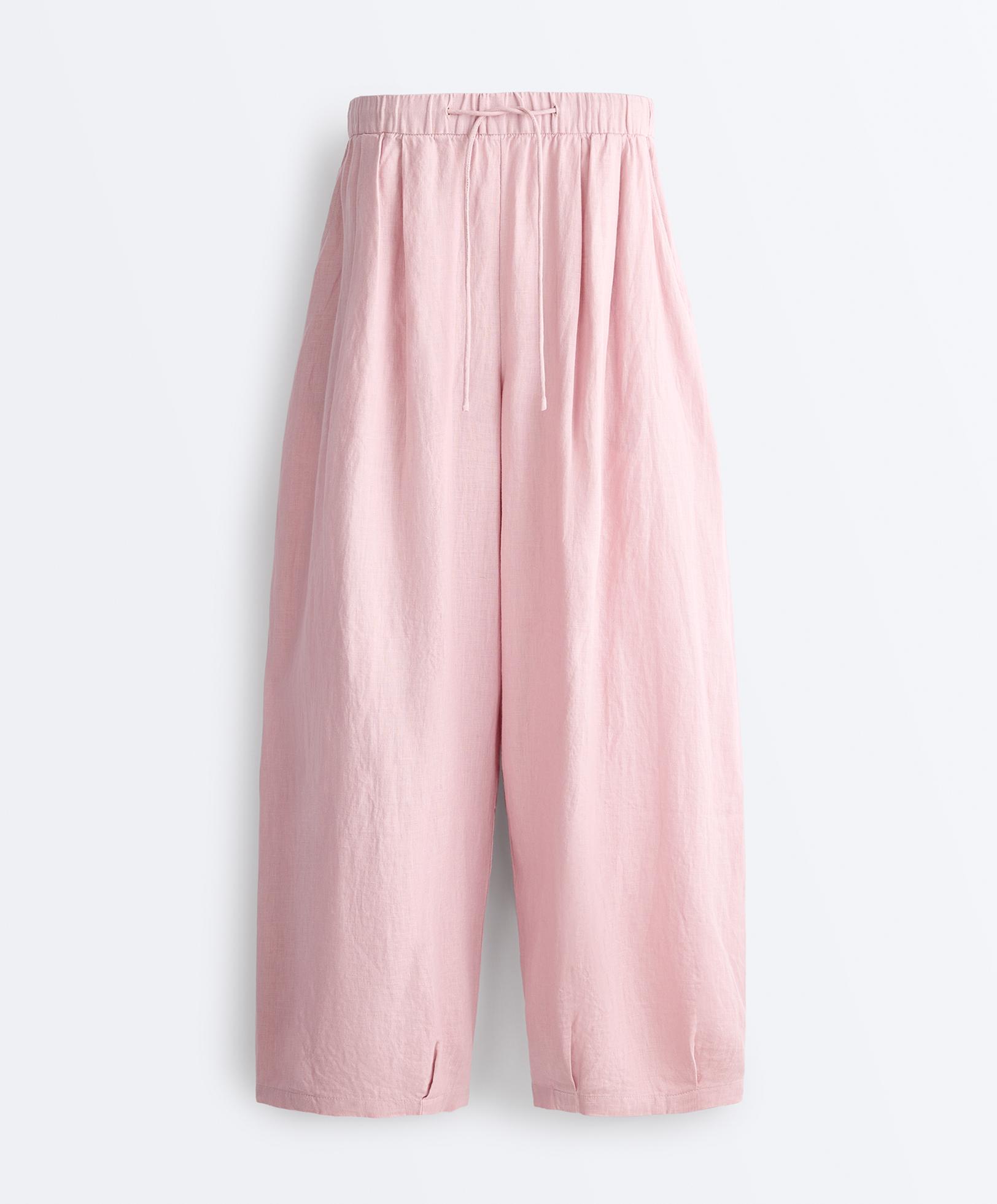 100% linen balloon trousers — DUSTY PINK