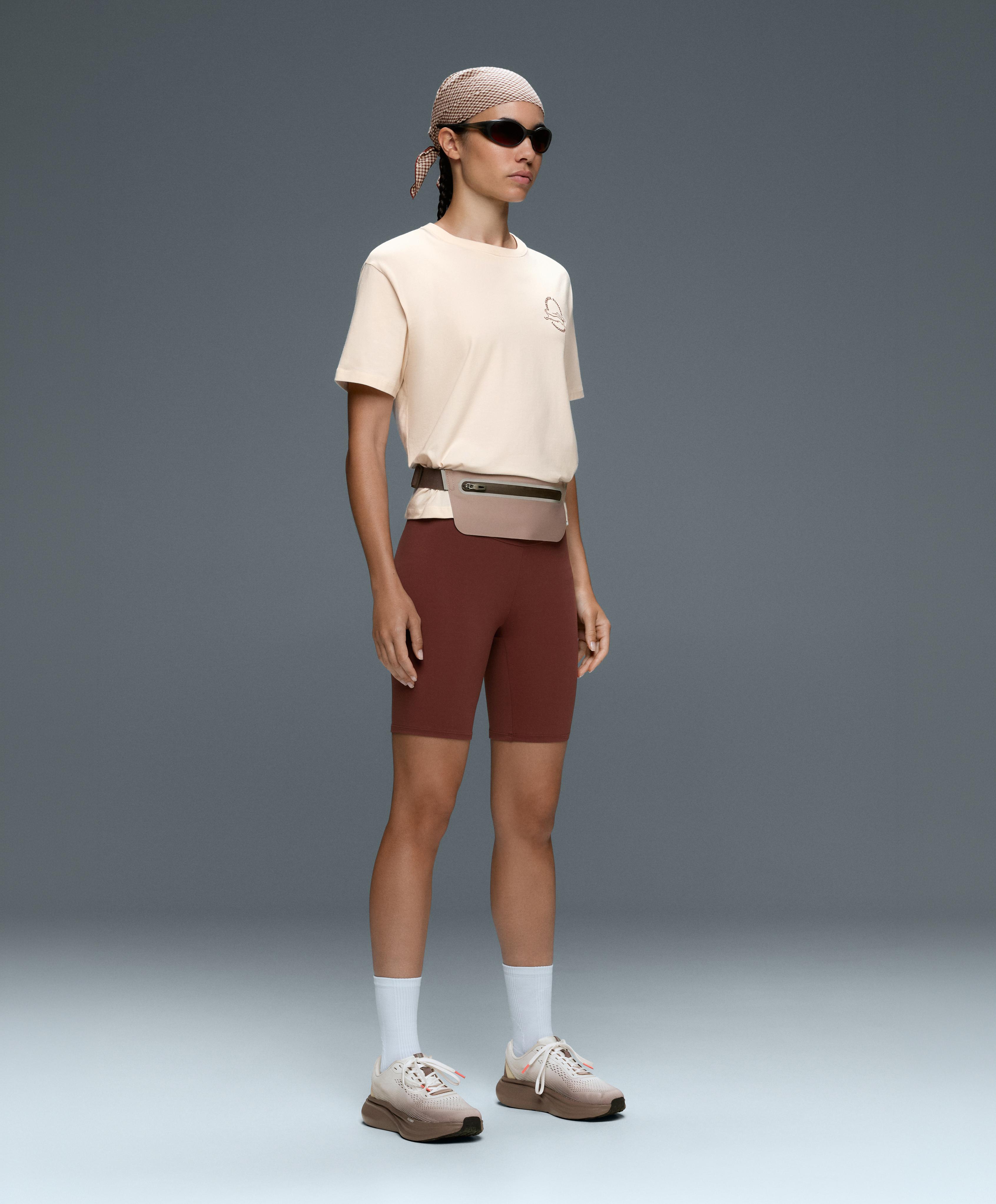 Boxy cotton blend short-sleeved T-shirt with print — ECRU
