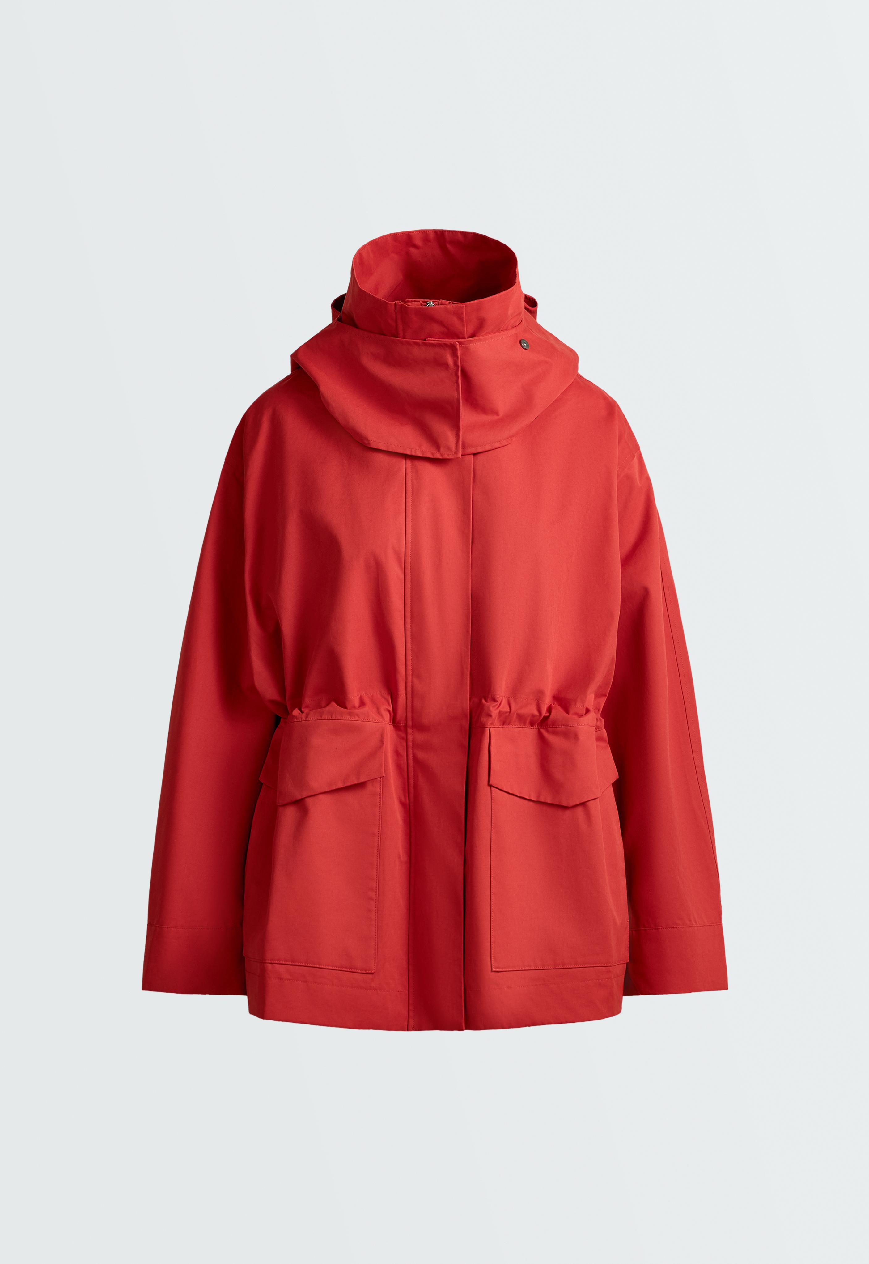 A-line 10k waterproof cotton jacket — GERANIUM RED