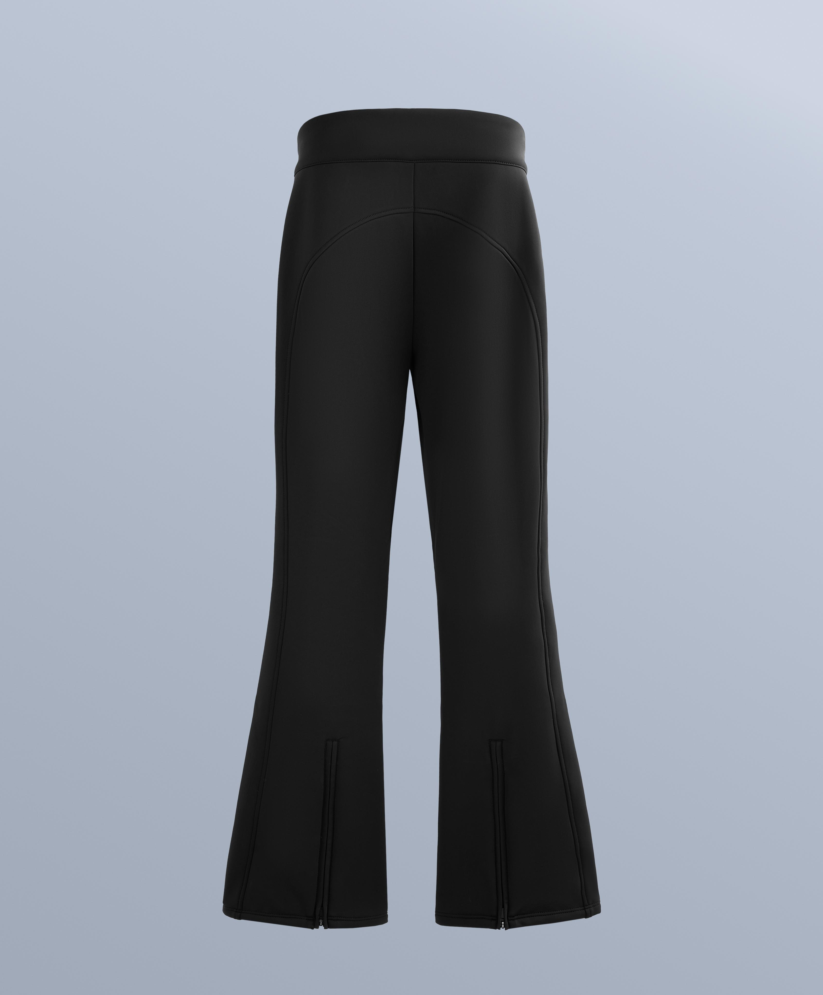 Water-resistant full length flare stretch SKI trousers — BLACK
