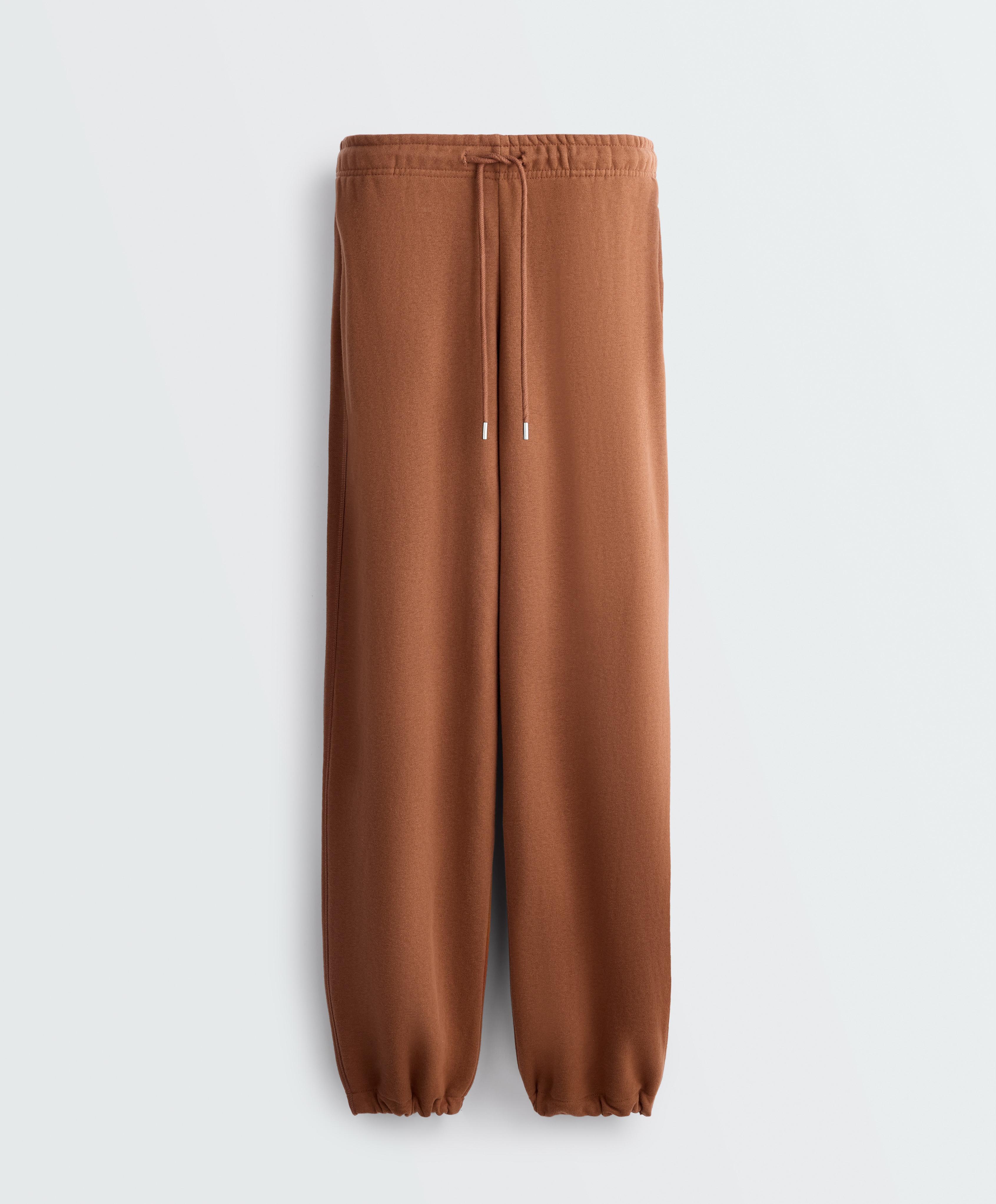 Cotton blend fleece straight-leg trousers Cotton blend fleece straight-leg trousers
