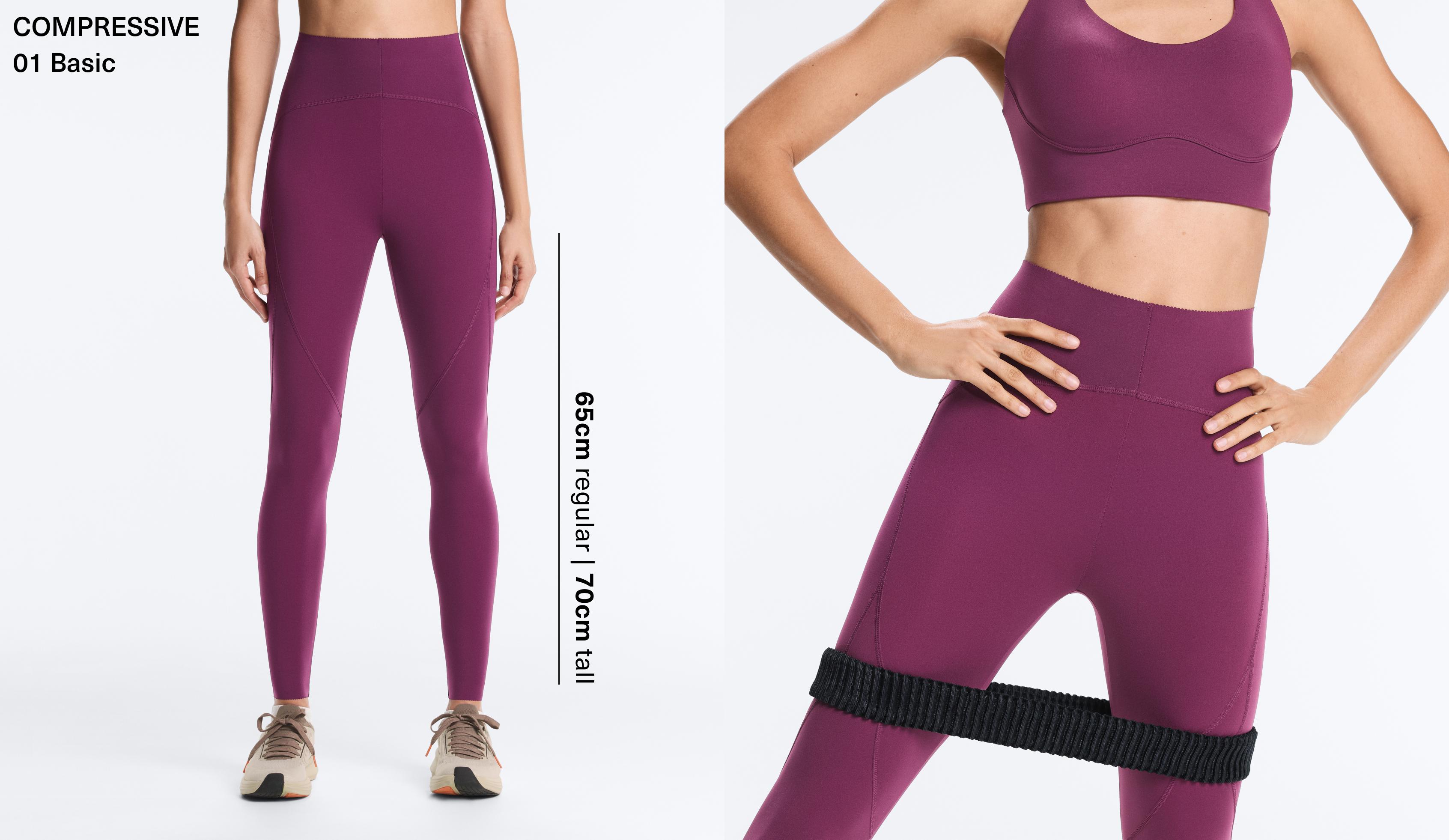 Basic compressive high-waisted ankle-length leggings — DARK PLUM