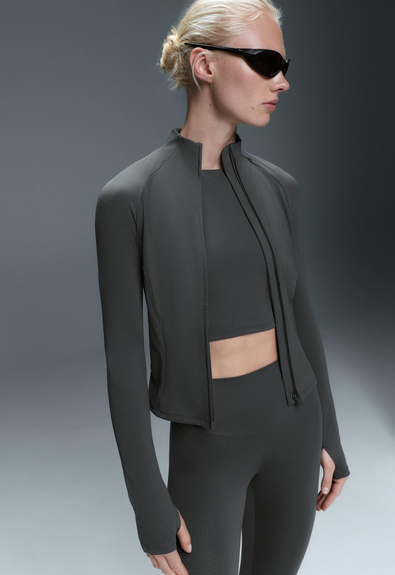 Houndstooth technical jacket — ANTHRACITE