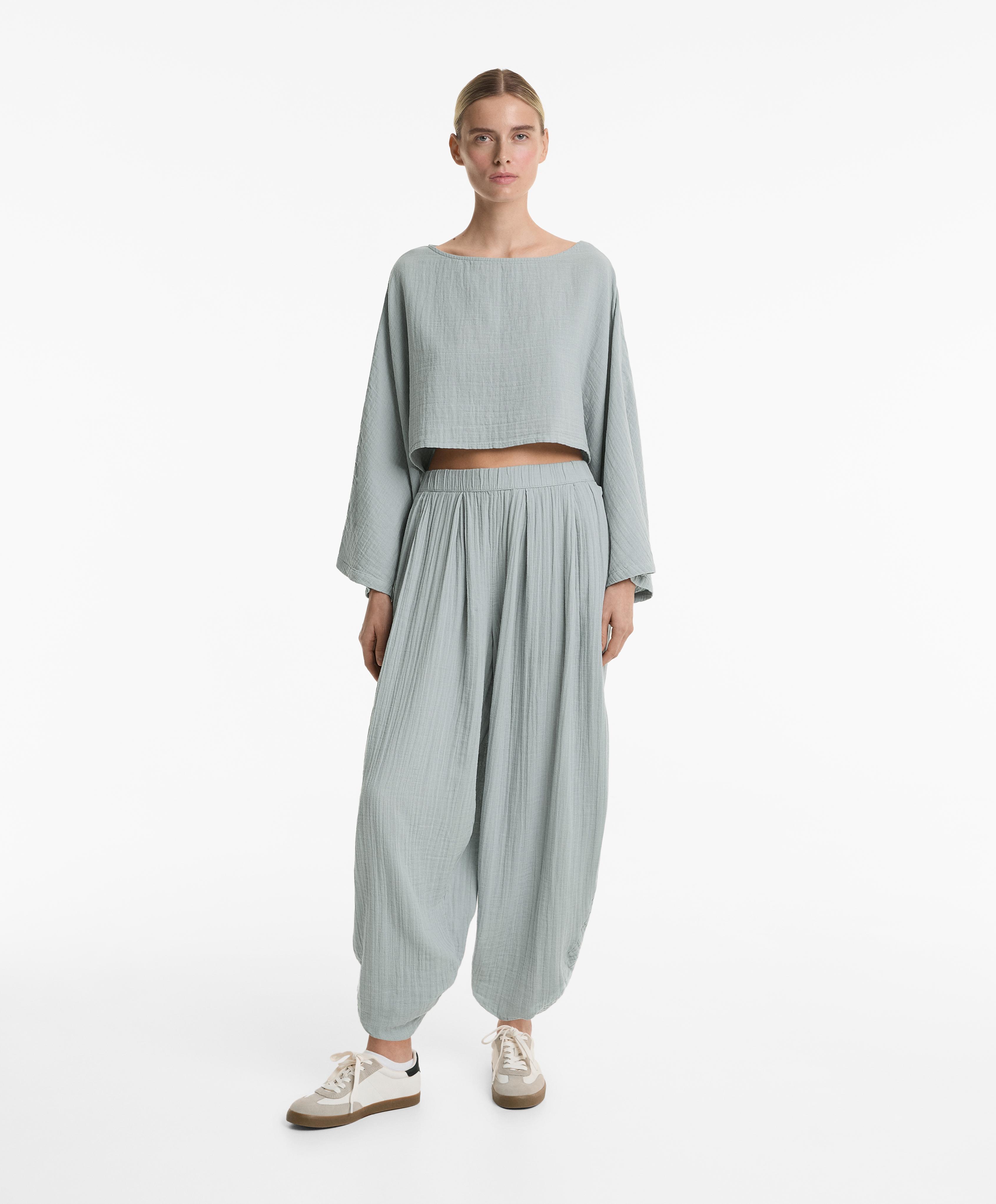 Blusa crop manga capa 100% algodón - Rebajas Blusa crop manga capa 100% algodón - Rebajas