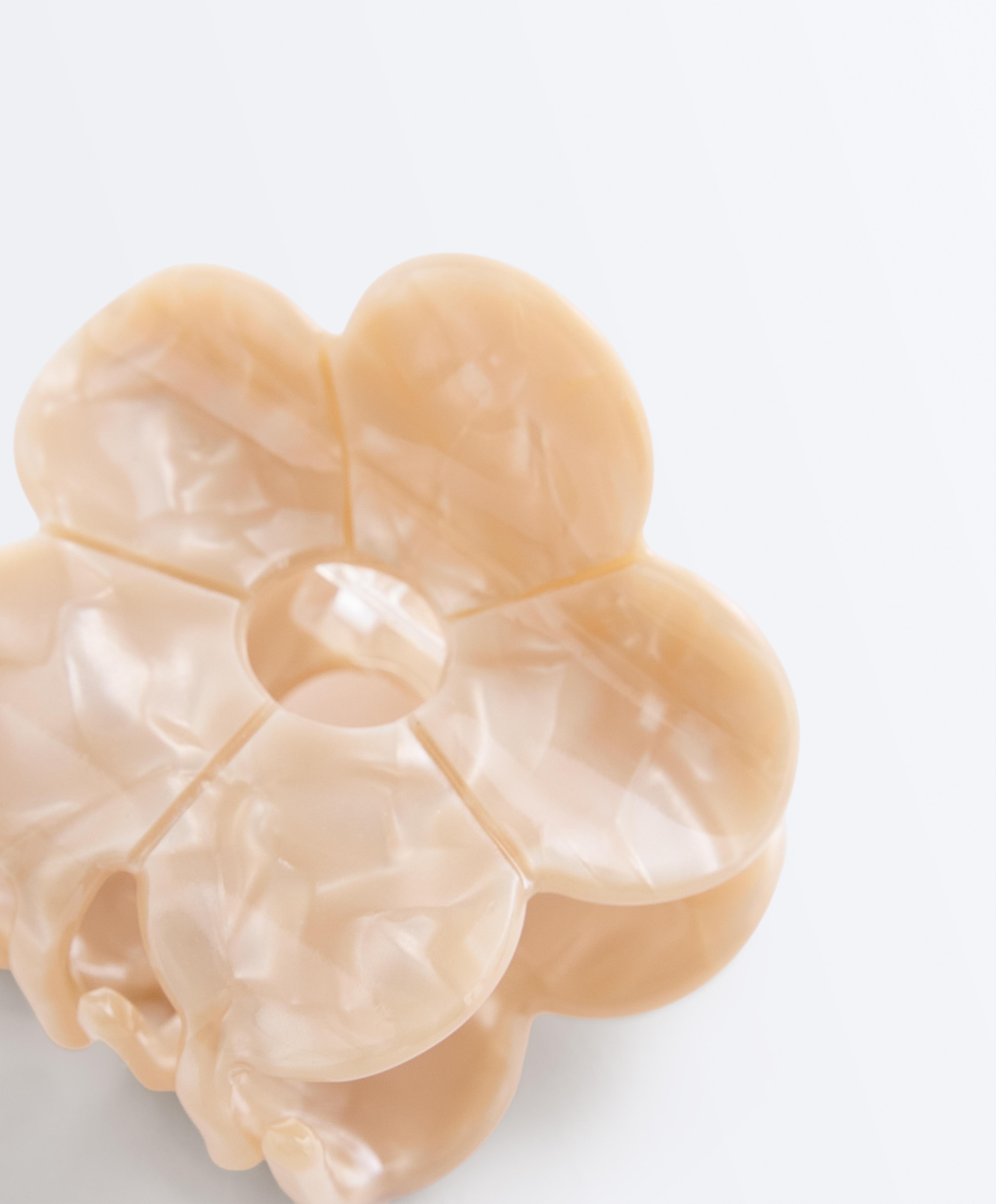 Small floral hair clip — BEIGE