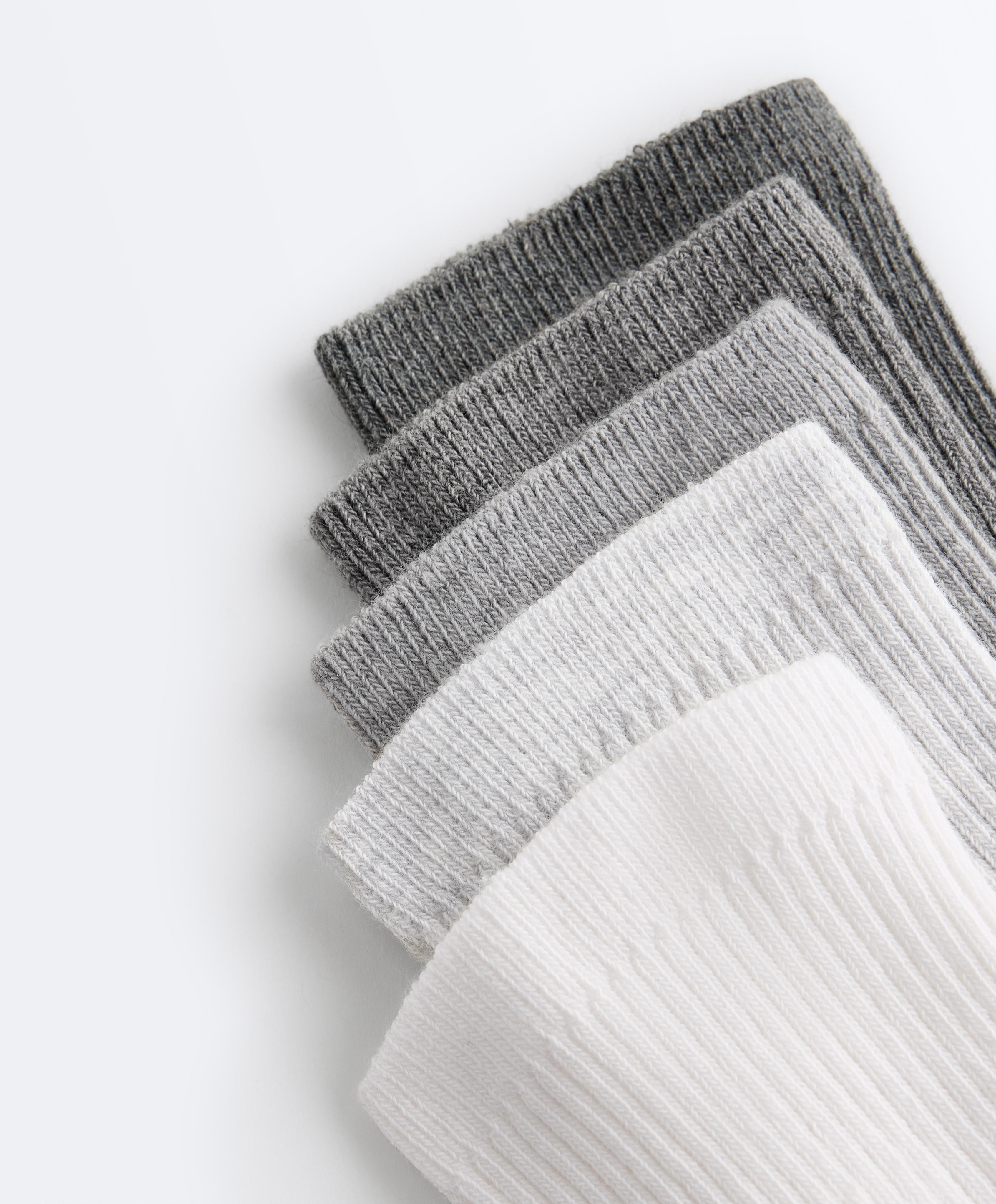 5 pairs of quarter socks with cotton — PALE GREY MELANGE