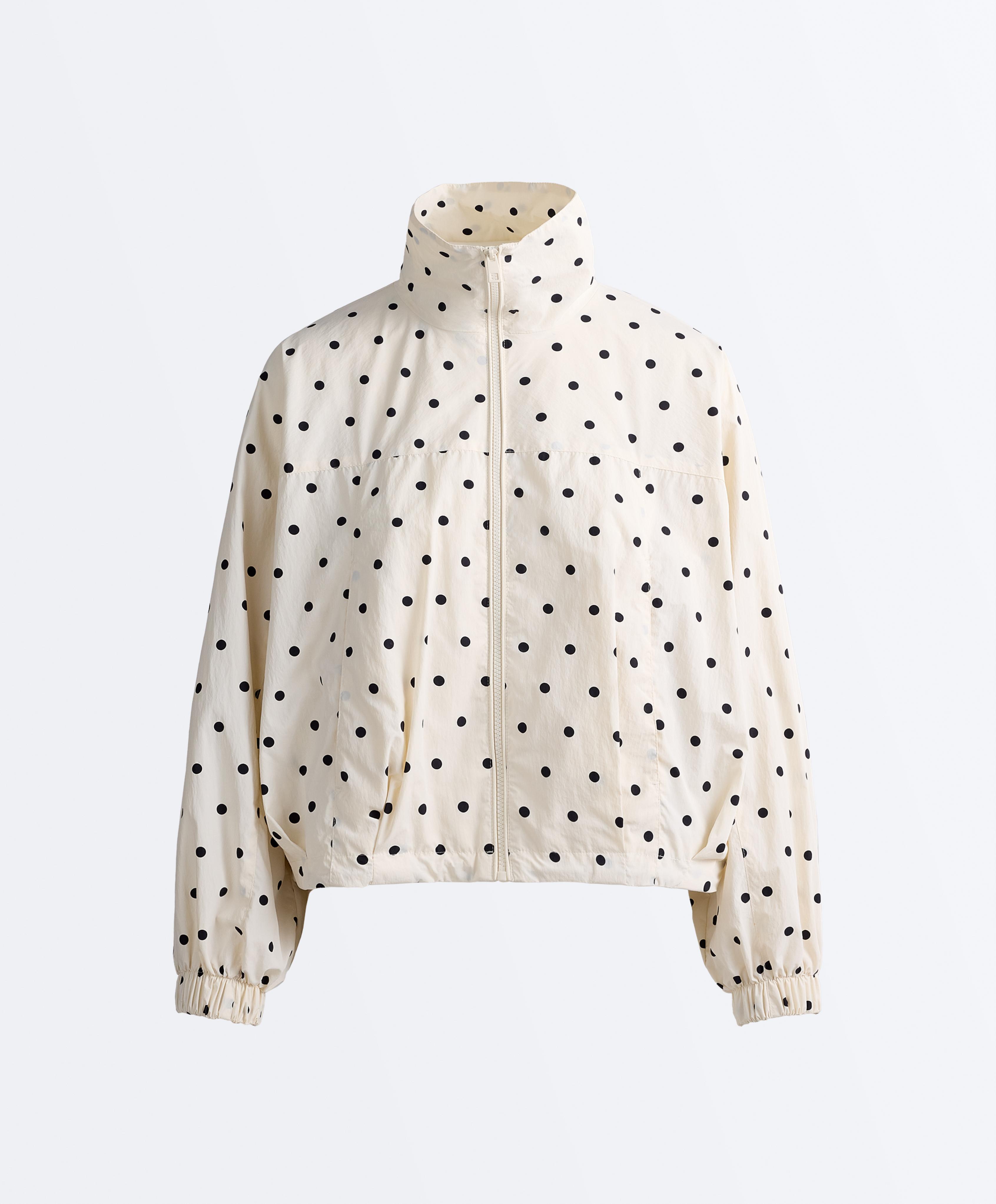 Polka dot water-repellent jacket — PALE ECRU