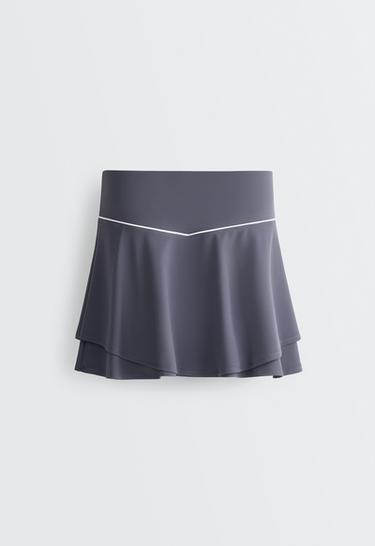 Double layer high rise short skirt — BLUE-GREY 7