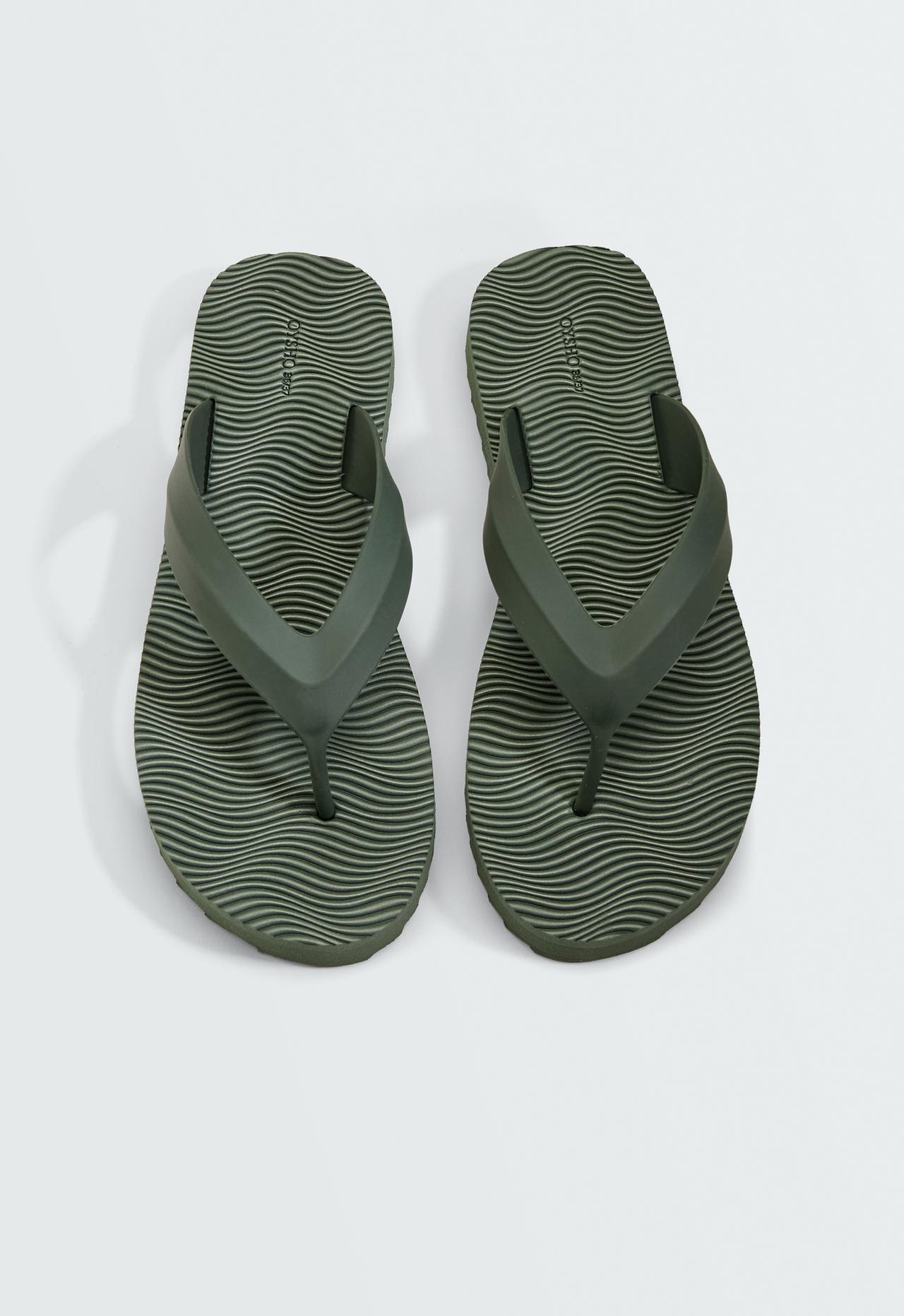 Textured platform beach sandals — KHAKI