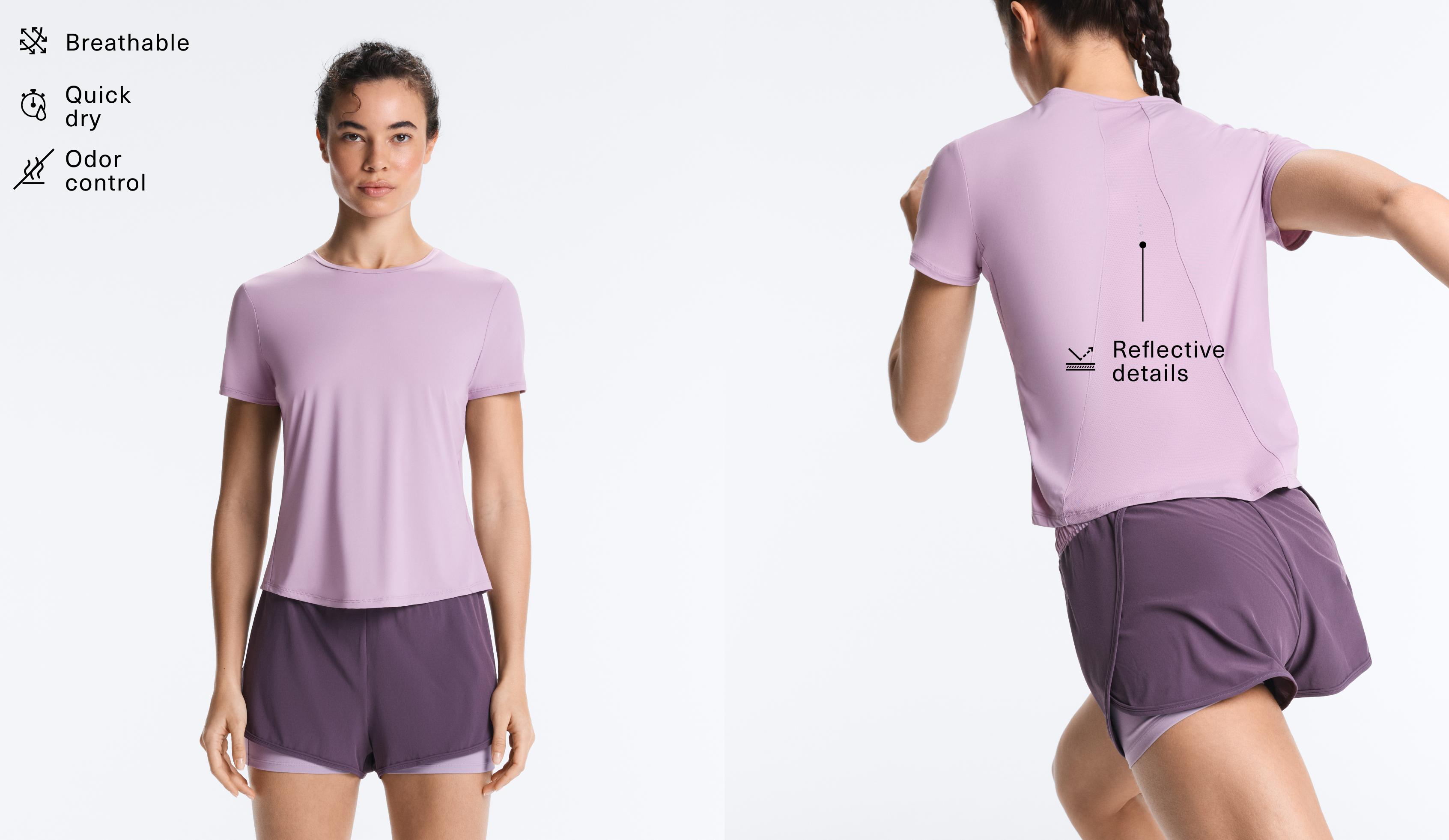 Short-sleeved technical T-shirt — DUSTY VIOLET