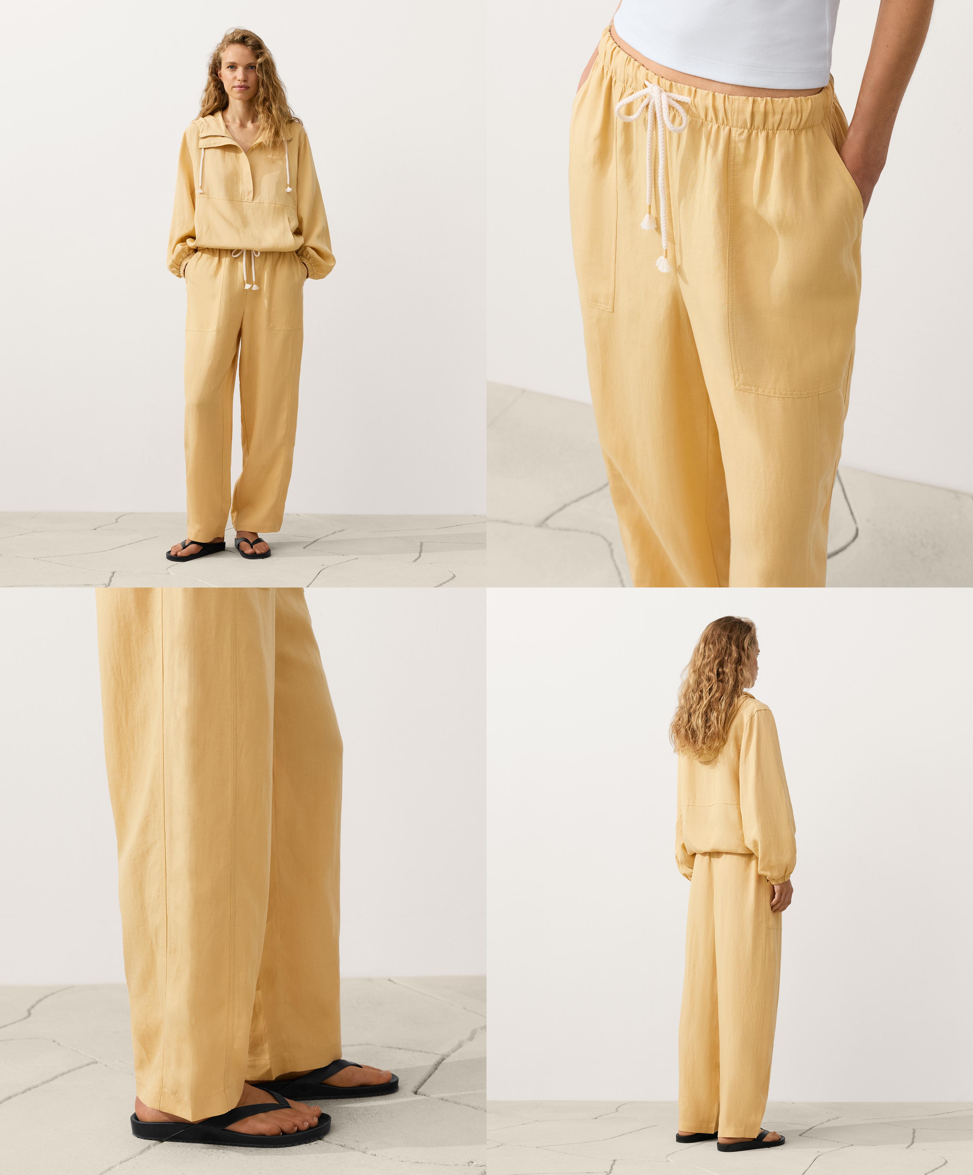 Lyocell blend and 24% linen straight trousers — MID-YELLOW