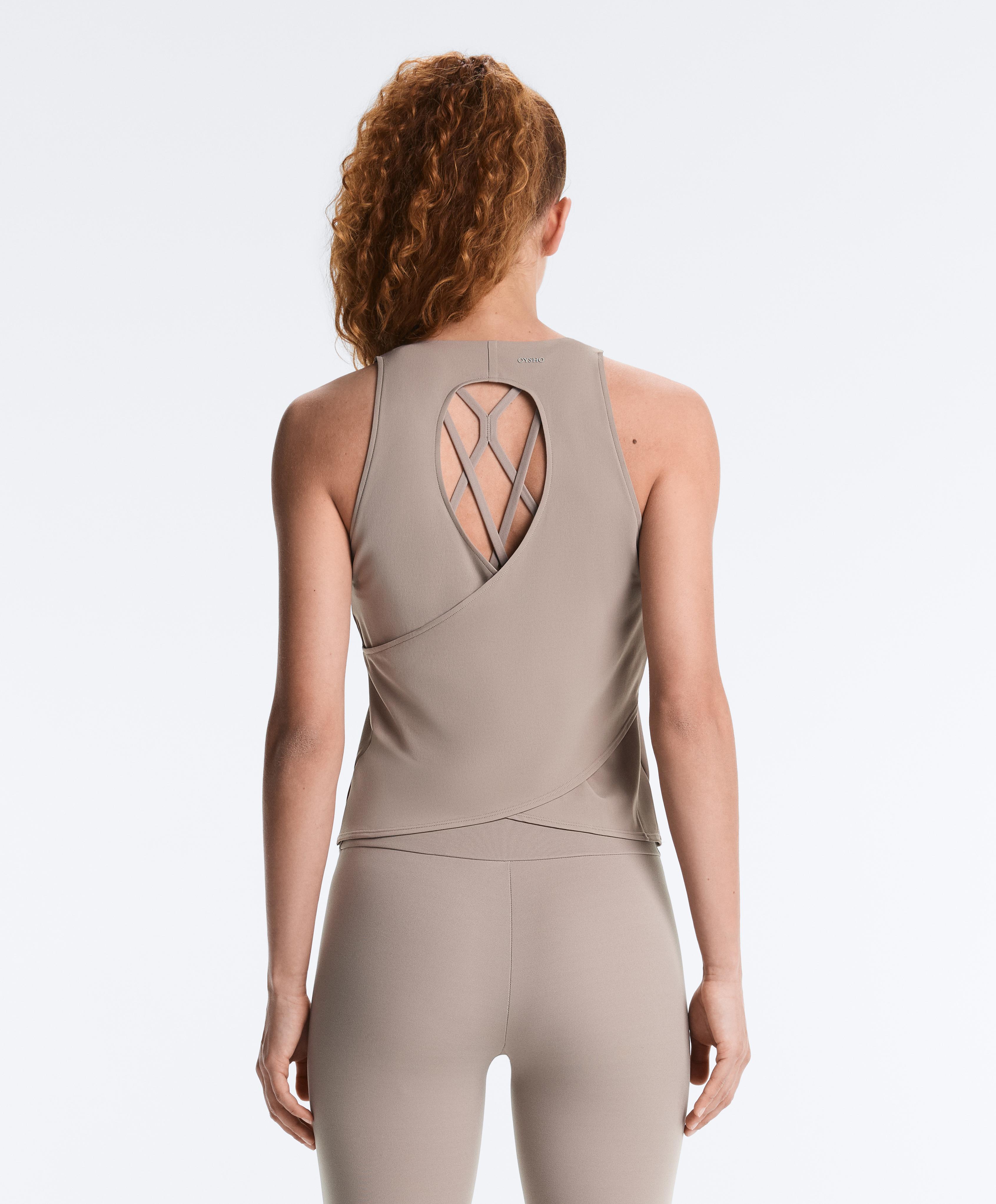 Comfortlux cross-back T-shirt — PALE TAUPE