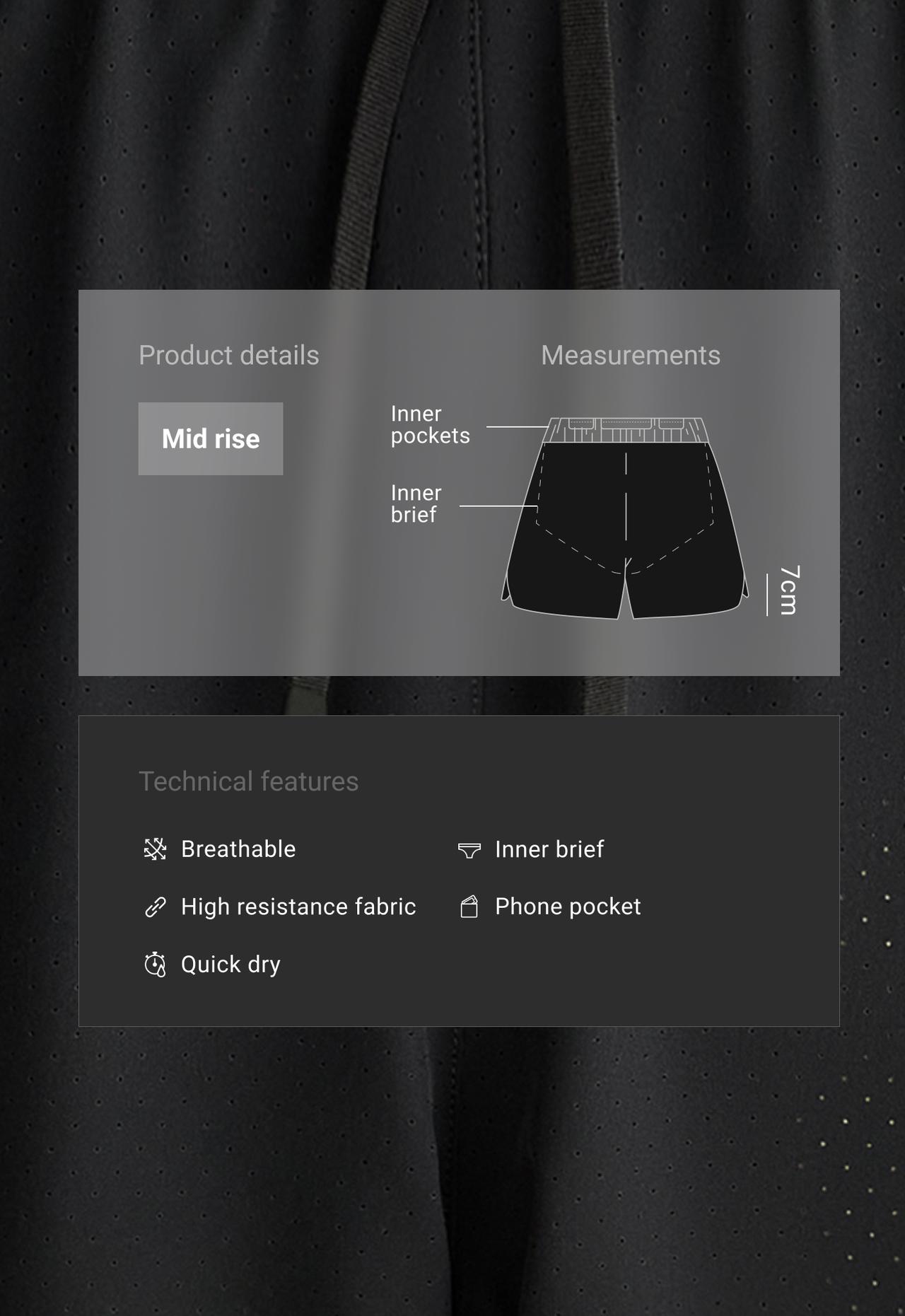 Technical Shorts Mid rise 7cm — BLACK